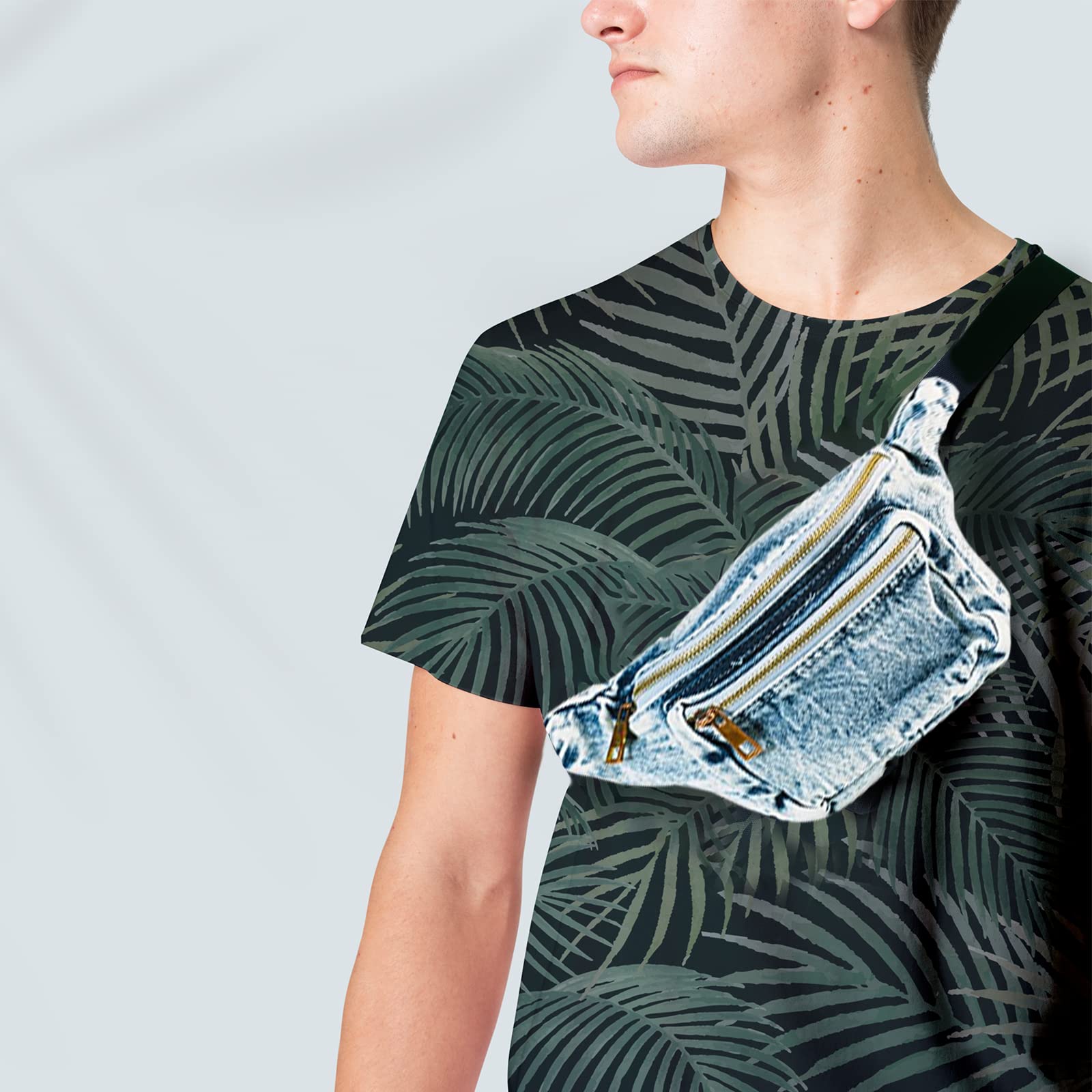 Funny Guy Mugs Premium Retro Denim Fanny Pack - Vintage Acid Wash Jean Waist Bag for Men & Women | Perfect for Travel, Hiking, Concerts & Everyday Use