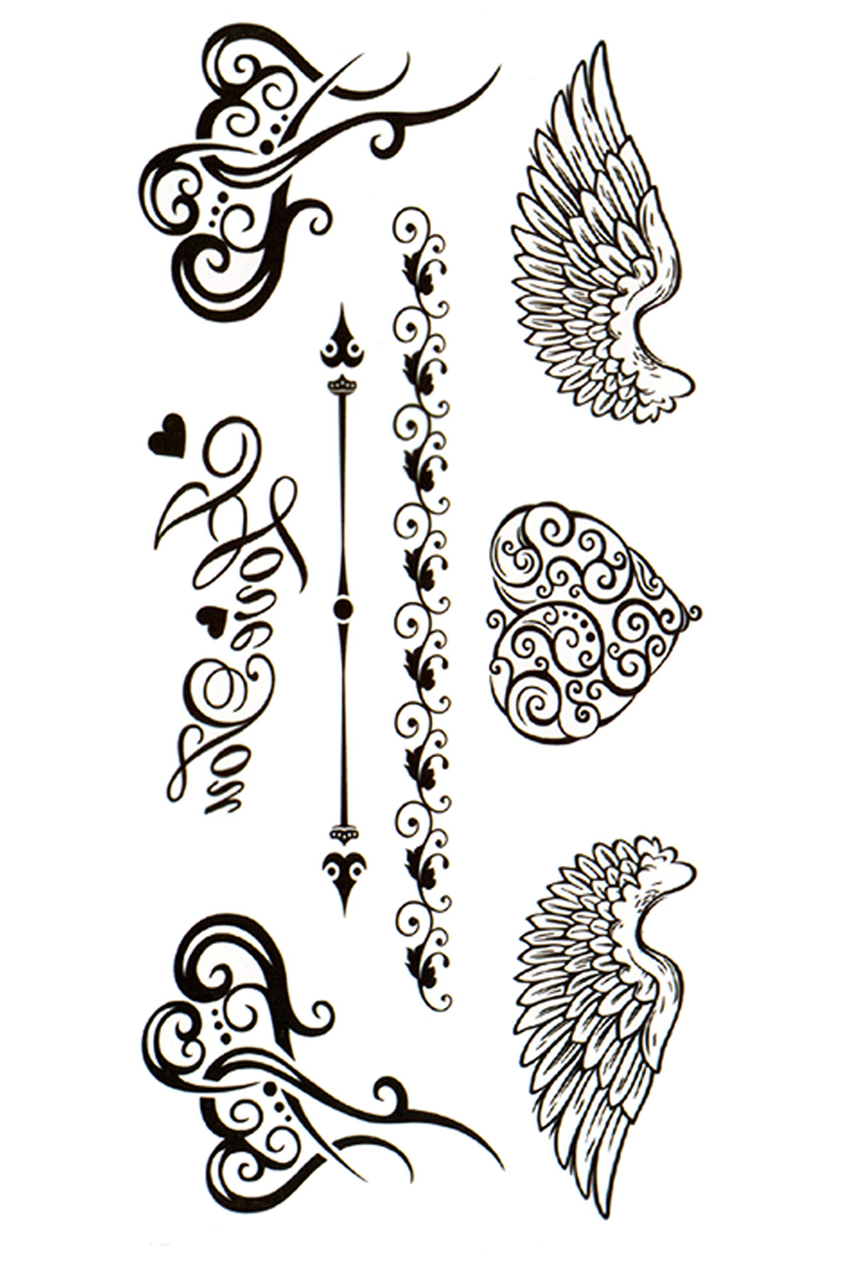 3D Temporary Tattoo Stickers for Men & Women - Waterproof Realistic Fake Tattoos with Flowers, Butterflies, Stars & Angel Designs - Perfect for Parties, Halloween, Cosplay & Honeymoon - 19x9 cm (TL-85)