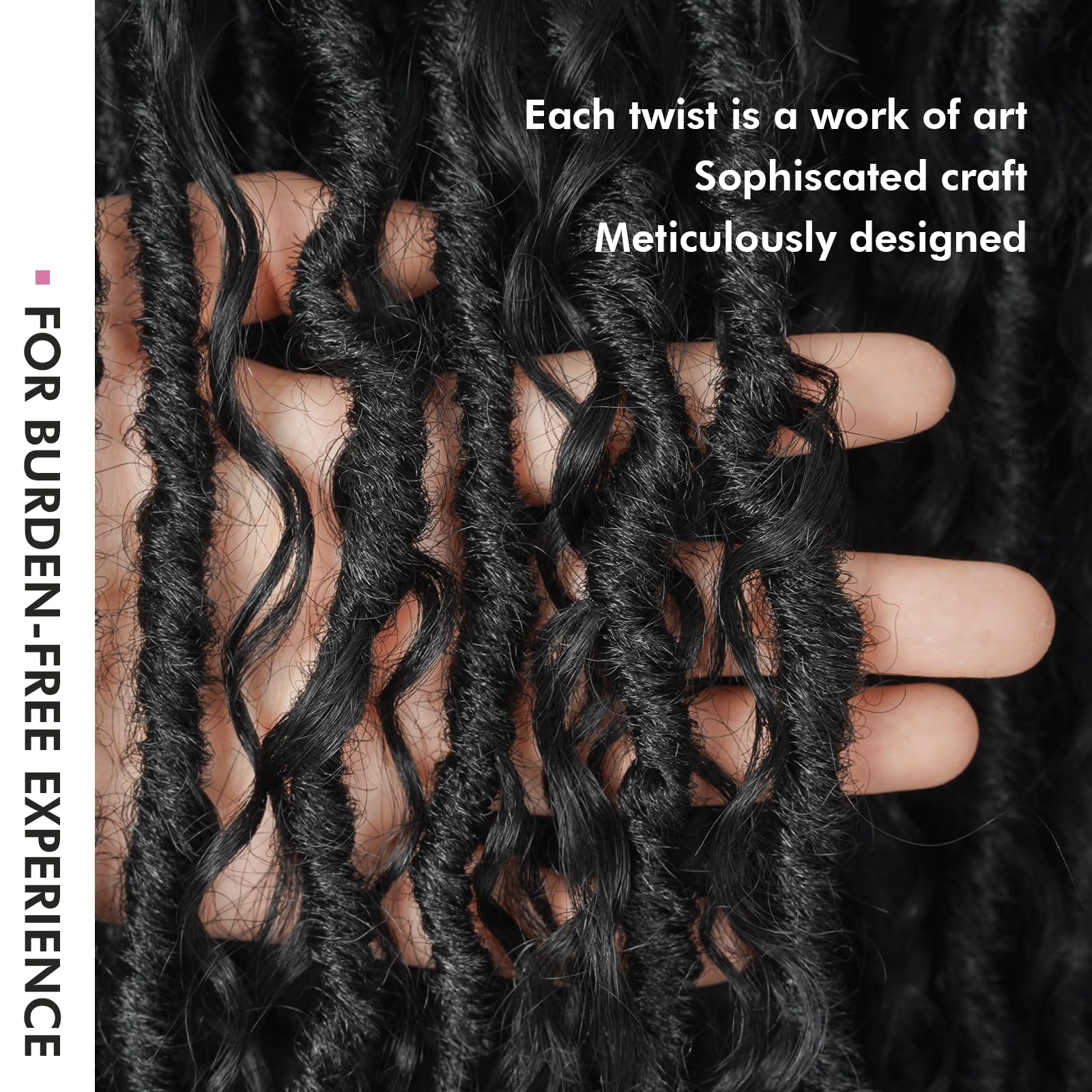 Toyotress 22 Inch Boho Human Hair Locs - 8 Packs (80 Strands) Pre-Looped Crochet Locs with Natural Black Human Hair Curls & Curly Ends for Braiding | Perfect for Protective Styles, Weddings & Everyday Wear