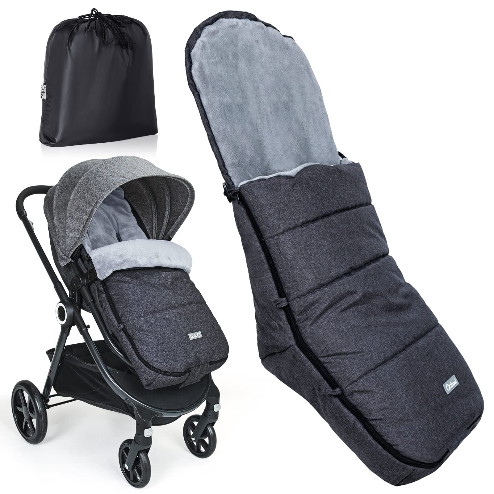Orzbow Universal Warm Bunting Bag - Waterproof Stroller Sleeping Bag for Toddlers in Cold Weather (Black) | Perfect for Winter Walks, Outdoor Adventures & Baby Stroller Protection