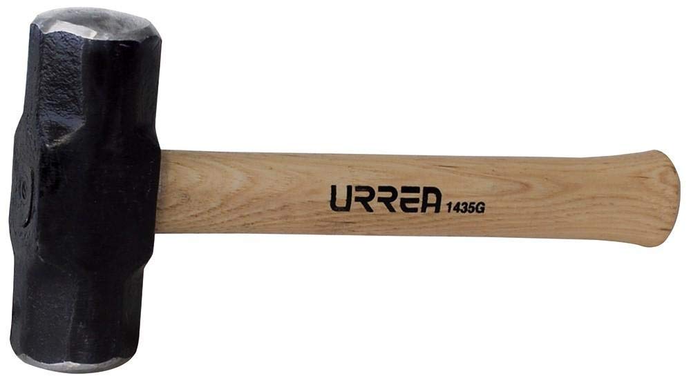 URREA 2-Pound Steel Sledge Hammer with Forged Striking Head & Hickory Wood Handle - Heavy Duty Drilling Hammer 1433G - Perfect for Construction, Demolition, and Metalworking Projects