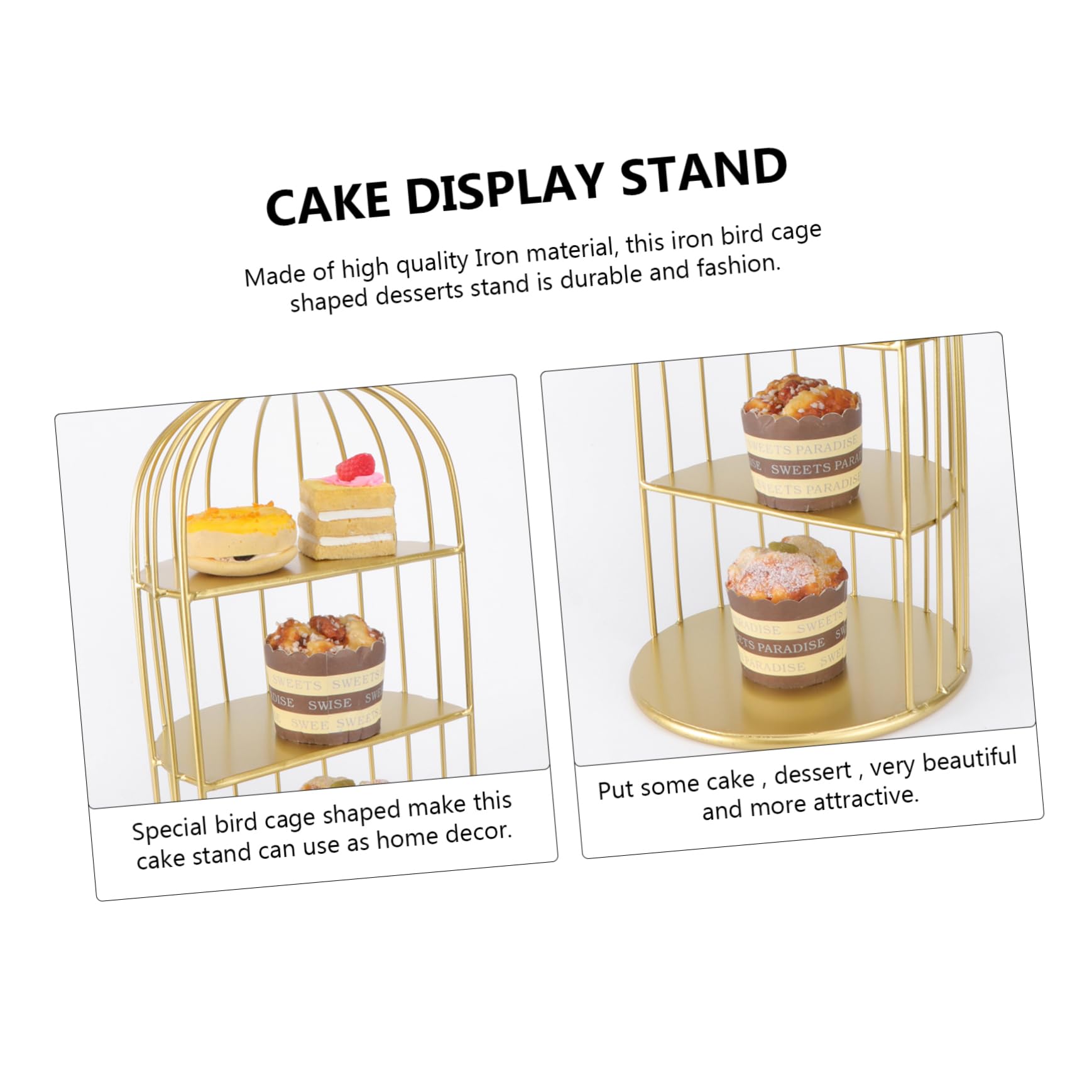 Amosfun 3-Tier Iron Cake Stand for Cupcakes, Desserts, Snacks - Elegant Display Tray for Parties, Weddings, and Home Decor | Cupcake Holder, Dessert Stand, Sweet Display, Fruit & Cake Serving Stand