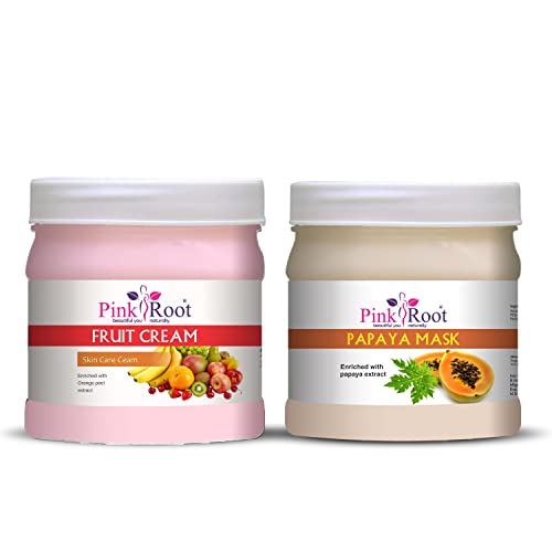 Pink Root Fruit Cream 500g & Papaya Face Mask 500g - Natural Skin Brightening & Exfoliating Set for Glowing Complexion | Perfect for Daily Skincare Routine & Spa Treatments