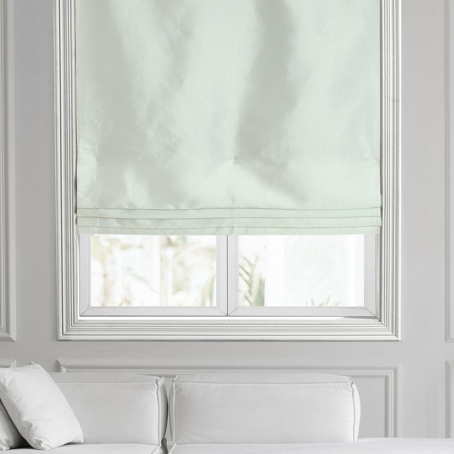 Premium Eggshell Solid Faux Silk Taffeta Roman Shade Window Treatment - Elegant Light Filtering for Living Room, Bedroom & Office Decor
