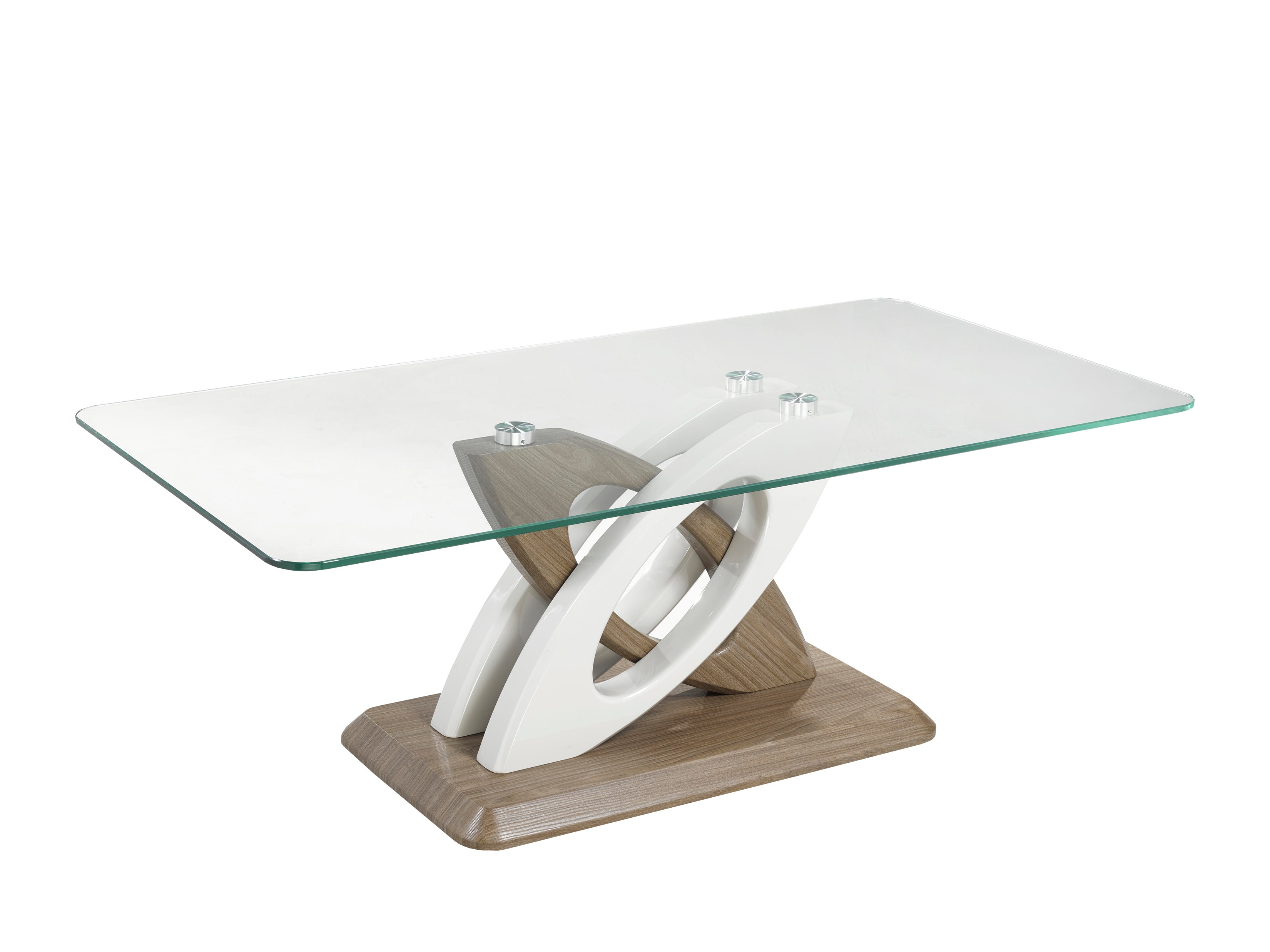 Modern Coffee Table - White/Walnut Finish - Stylish Living Room Center Table for Home Decor & Small Space Furniture