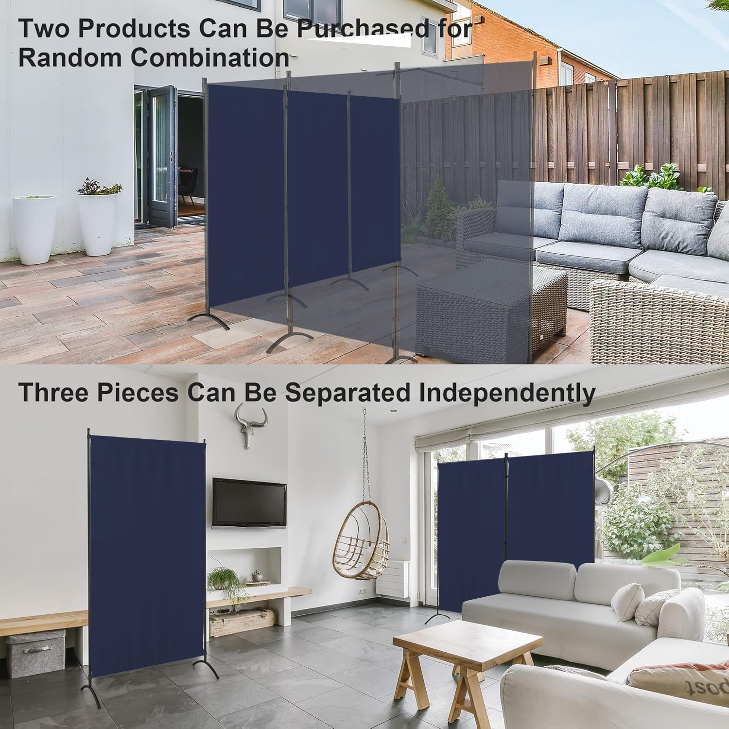Morngardo 3-Panel Folding Room Divider Privacy Screen - Portable Partition for Home Office, Bedroom & Dorm Decor (Blue) | Perfect for Creating Private Spaces & Room Separation