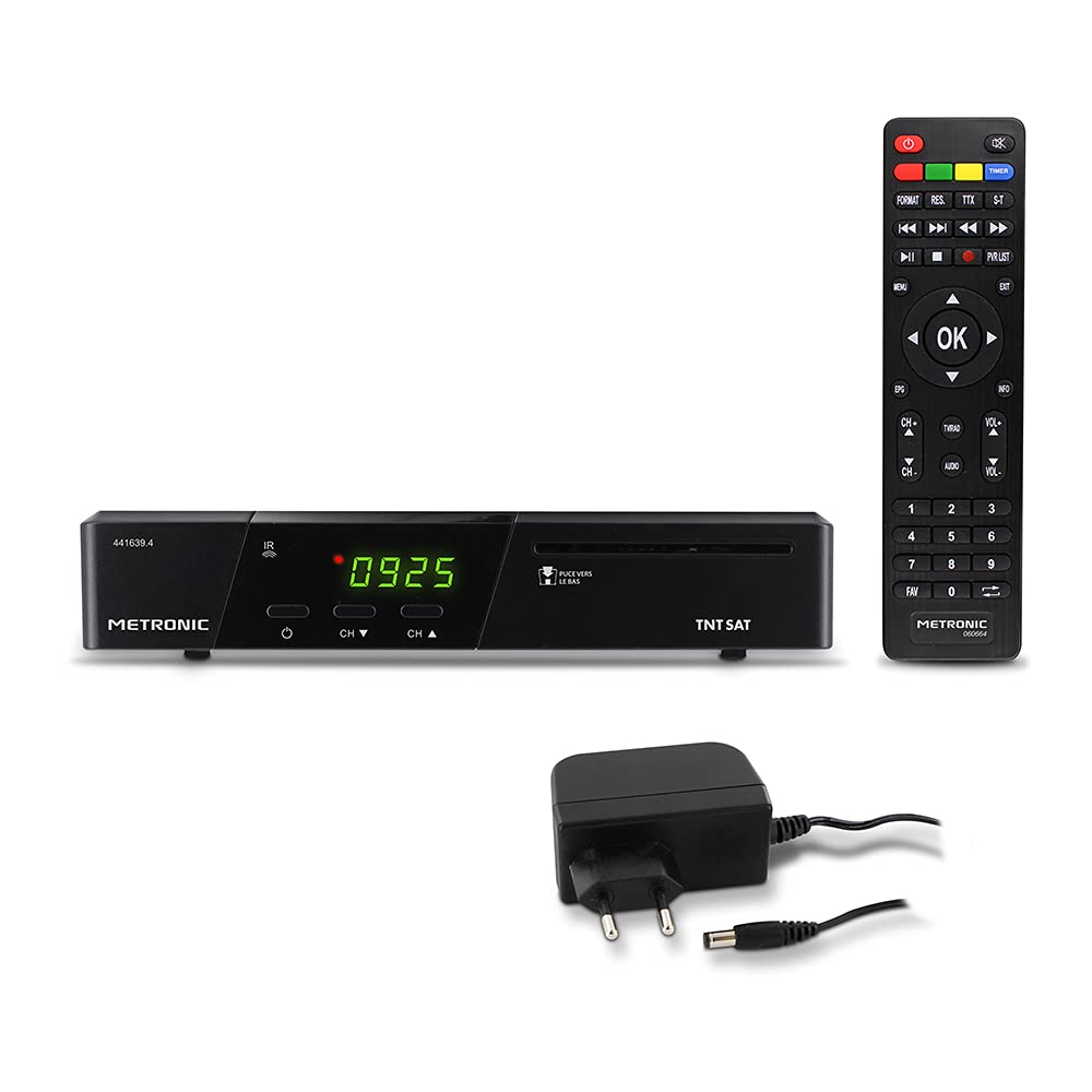 Metronic TNT/TNTSAT Satellite Terminal HD PVR Ready with Free Satellite Dish & TNTSAT Card - Digital TV Recorder for Astra Satellite - Watch & Record HD Channels at Home (Model 441639)