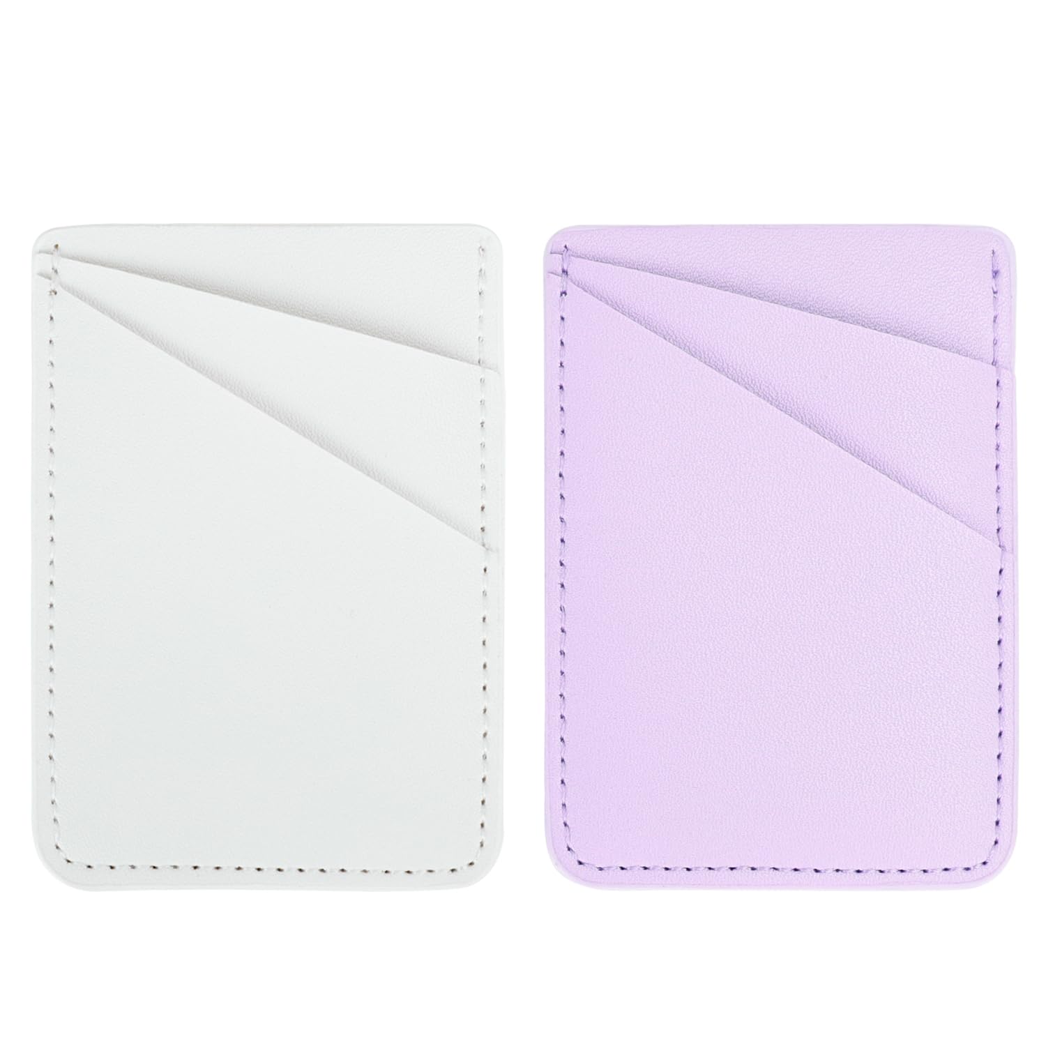2 Pack Leather Phone Wallet Case with Dual Pockets - Slim Credit Card Holder for iPhone, Samsung & All Smartphones (Purple & White) | Perfect for Hands-Free Shopping, Travel & Everyday Use
