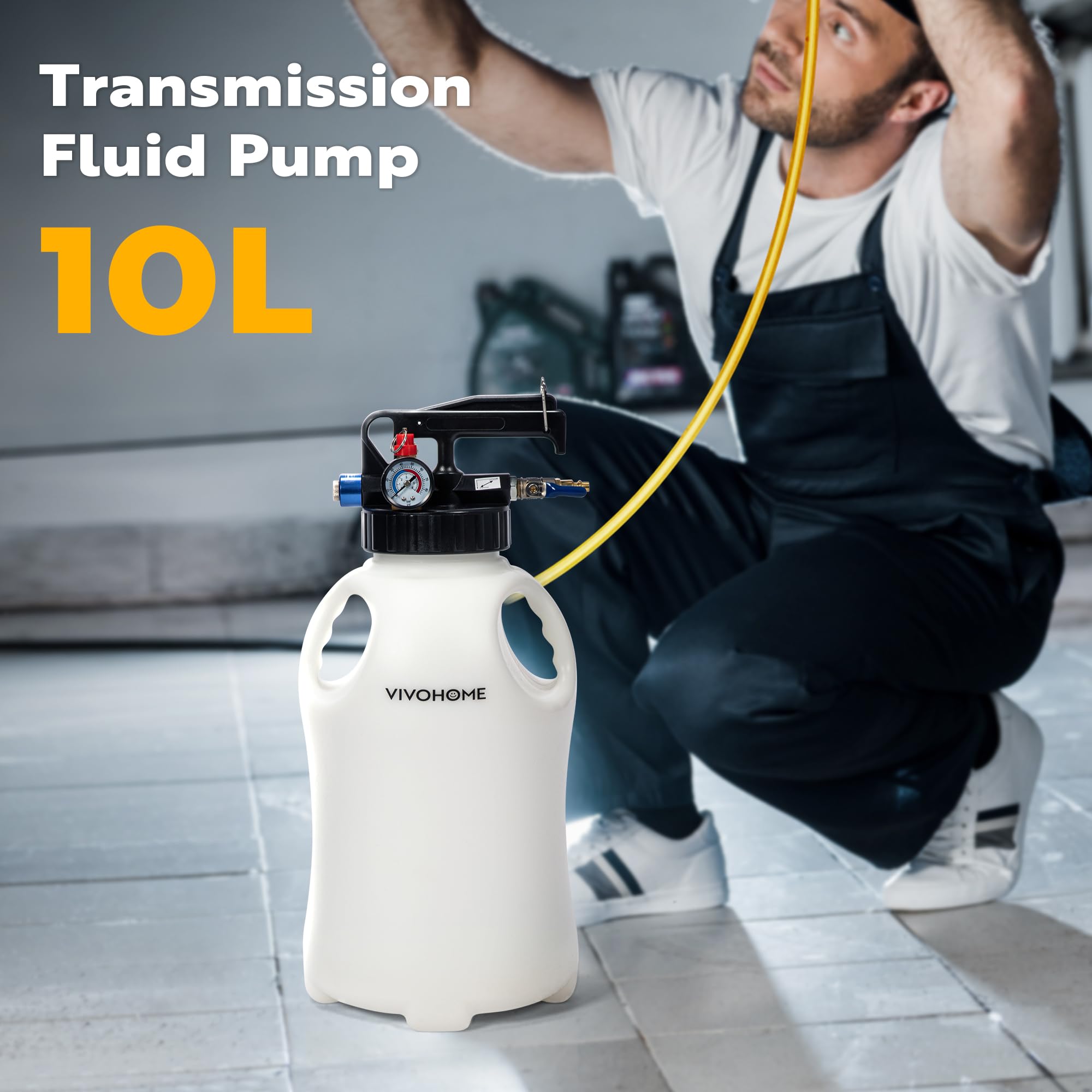 VIVOHOME 15PCS ATF Adapters Pneumatic Transmission Fluid Pump Kit - 10L (2.6 Gallon) Automatic Oil Transfer Pump for ATF Refills | Perfect for Car Maintenance, Garage Use & Fluid Change Services