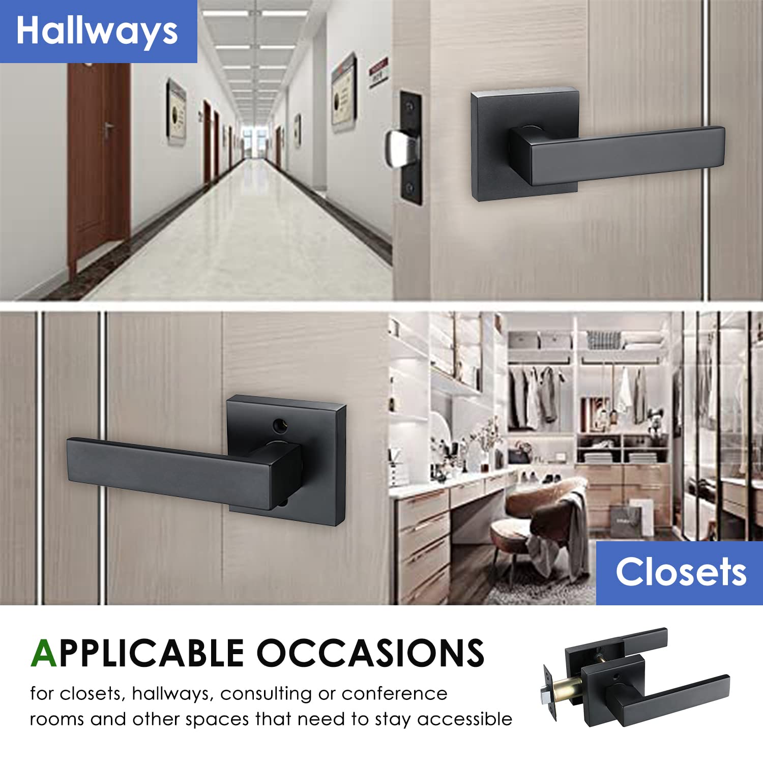 Heavy Duty Zinc Alloy DYM Hall & Closet Door Lock with Lever - 5 Pack for Home, Office, and Child Safety Security