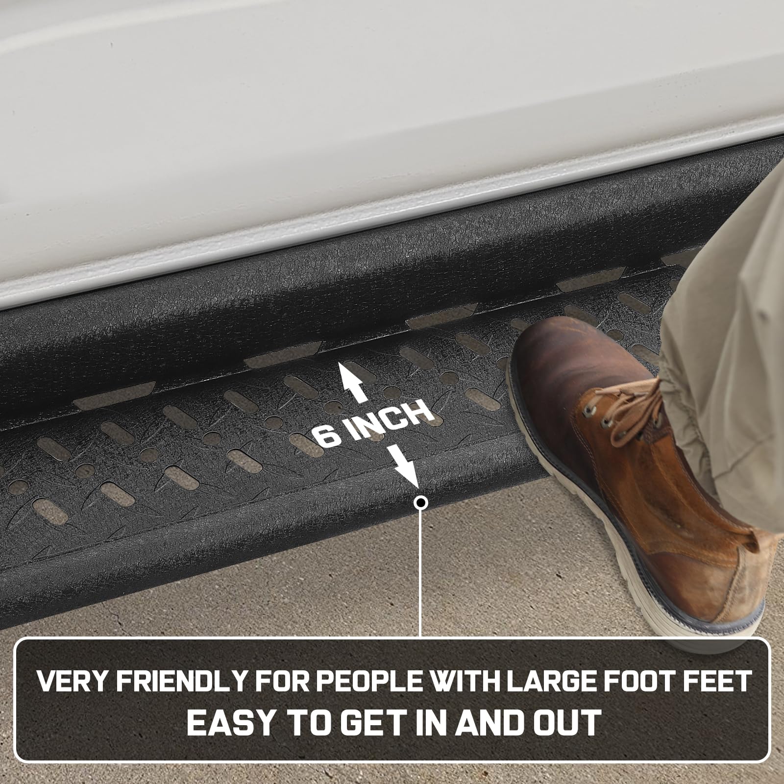 Black Running Boards & Side Steps for 2009-2018 Dodge Ram 1500 Crew Cab (Incl. 2019+ Classic) & 2010-2024 Ram 2500/3500 Crew Cab - Heavy Duty Nerf Bars with Middle Step - Perfect for Off-Roading, Truck Access & Easy Entry/Exit