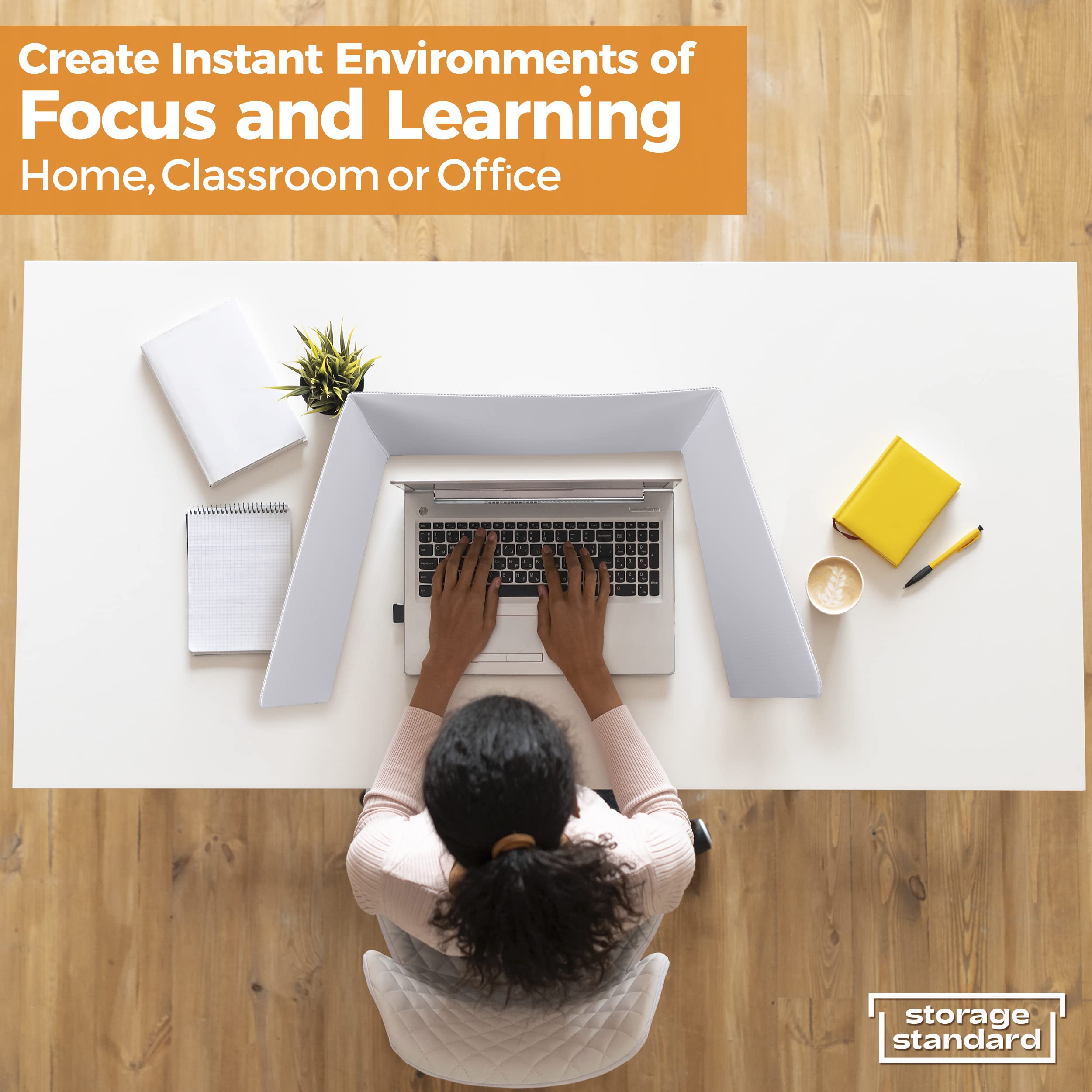 4-Pack Classroom Privacy Shields for Student Desks - Easy to Clean Plastic Desk Dividers, Study Carrel & Sneeze Guard for School Testing - Perfect for Focused Learning, Social Distancing & Exam Privacy (Ideal for Elementary Schools & Tutoring Centers)