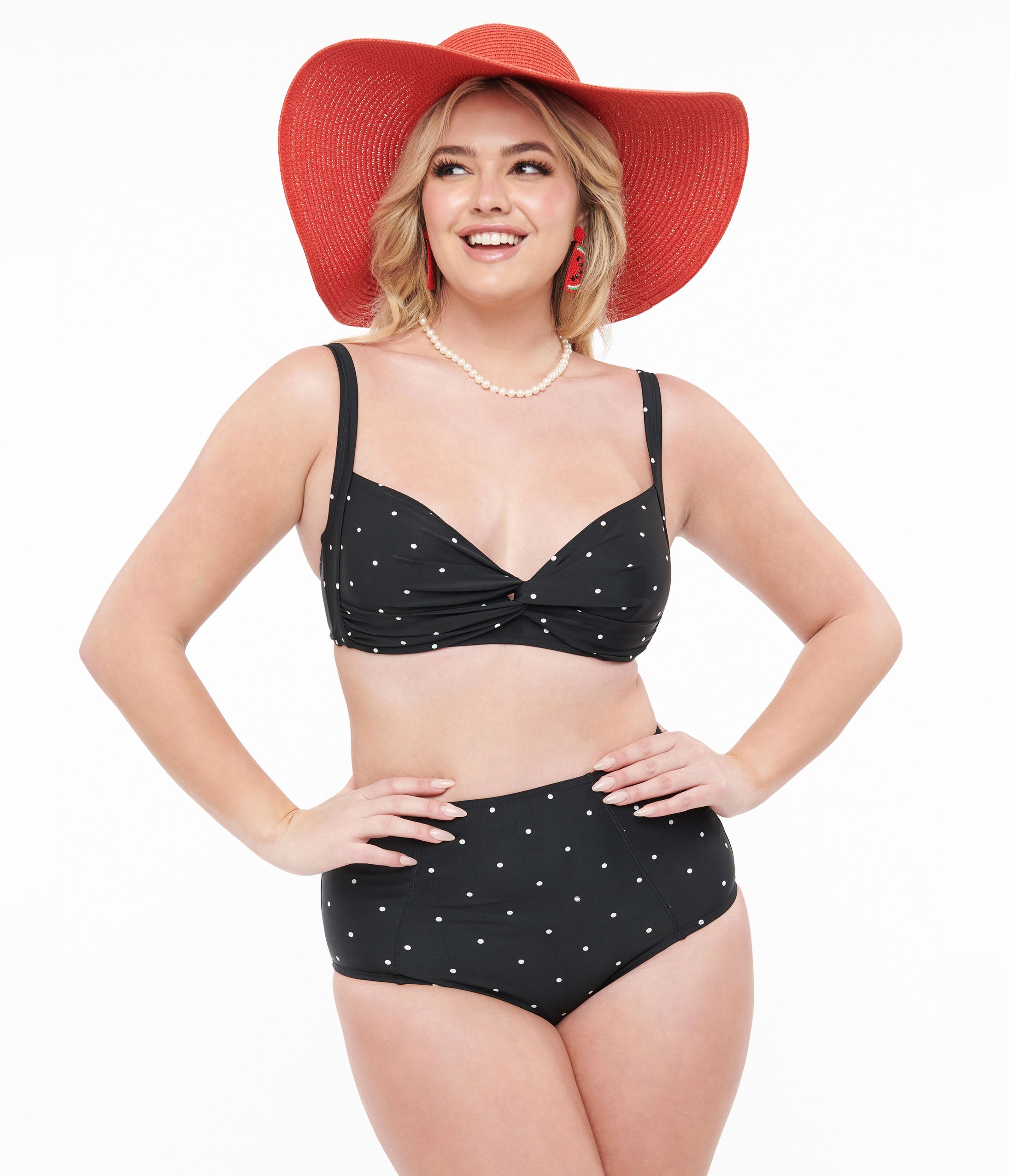 Black and White Polka Dot Bikini Set - Women's Two Piece Swimwear for Beach, Pool, and Summer Vacations
