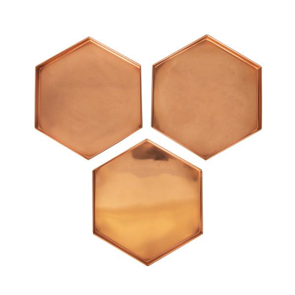 Hexagonal Copper Trays - Elegant Handmade Home Decor for Serving, Display & Organizing | Perfect for Dining, Coffee Tables & Bathroom Storage