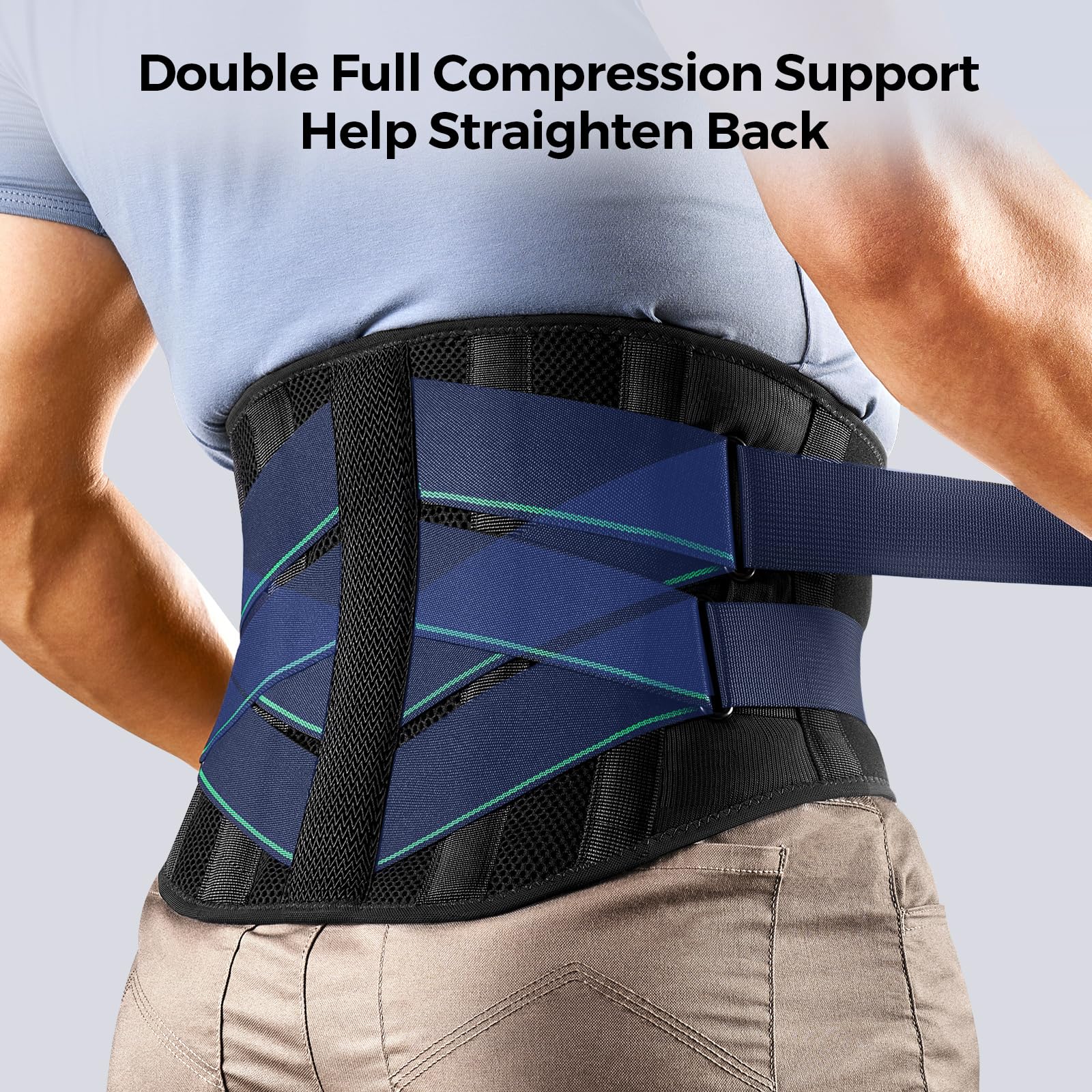 **FREETOO Adjustable Back Brace for Men & Women - Lower Back Pain Relief with 7 Metal Stays, Sciatica, Herniated Disc & Scoliosis Support - Breathable & Lightweight Back Support Belt with Soft Pad - Ideal for Work, Sports & Daily Activities**
