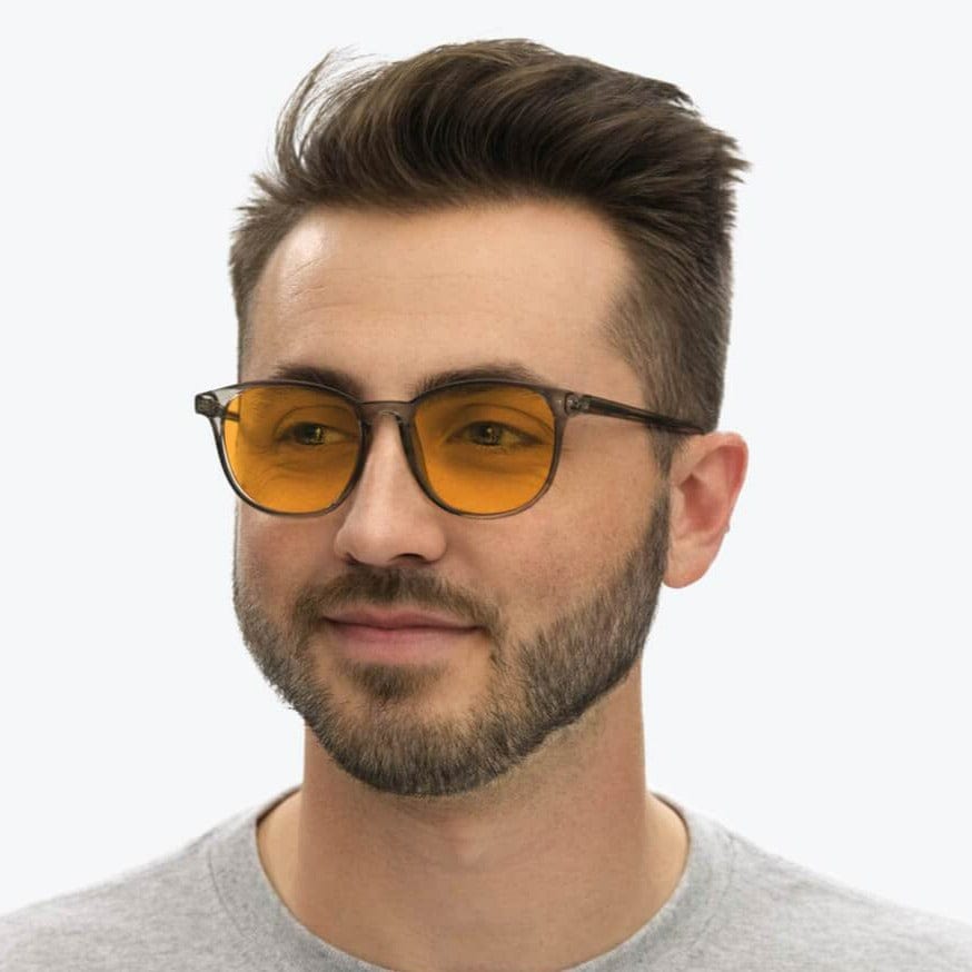 Blue Light Blocking Glasses for Sleep & Eye Strain Relief - SunDown Billie Blue Pearl Grey - Perfect for Nighttime Use, Gaming & Computer Work