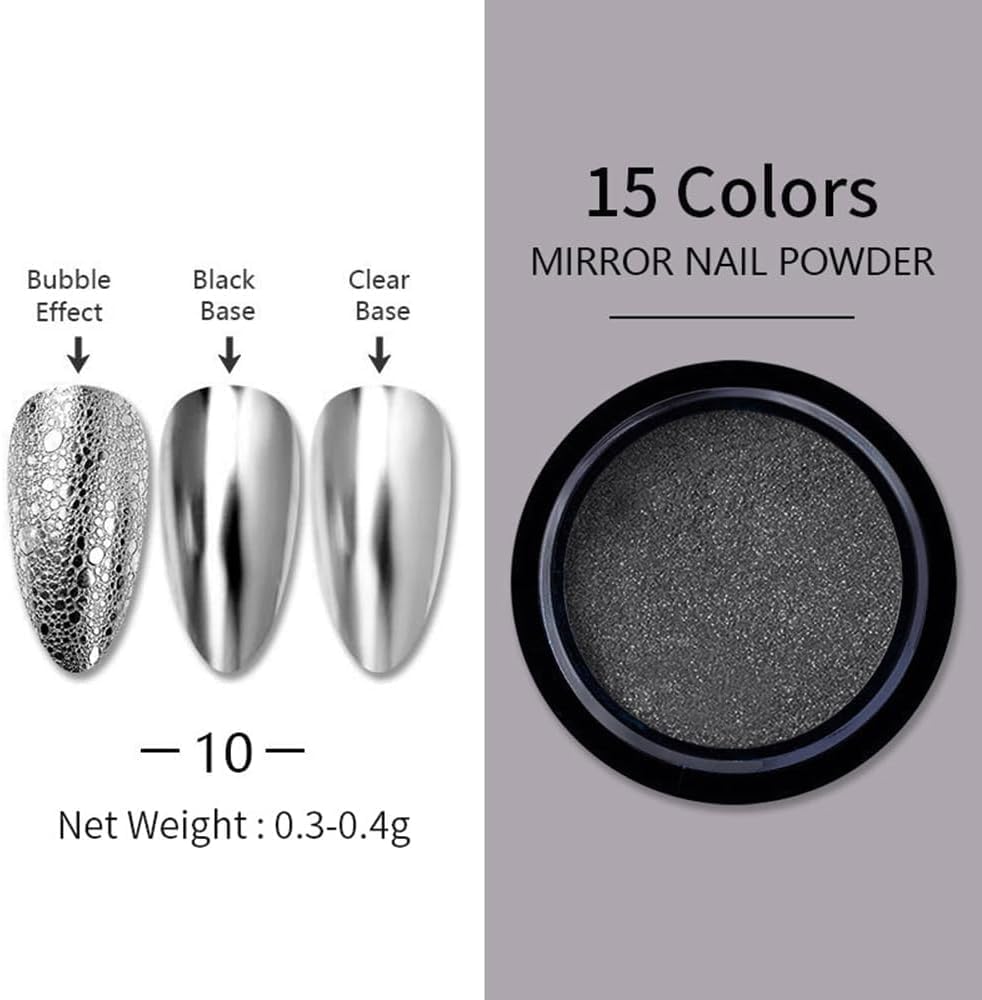 Sminakh 1 Pack Chrome Nail Powder Set - Metallic Mirror Effect Nail Art Powder for Glitter & Shine | Multicolor Chrome Nail Polish for Salon & DIY Manicures at Home