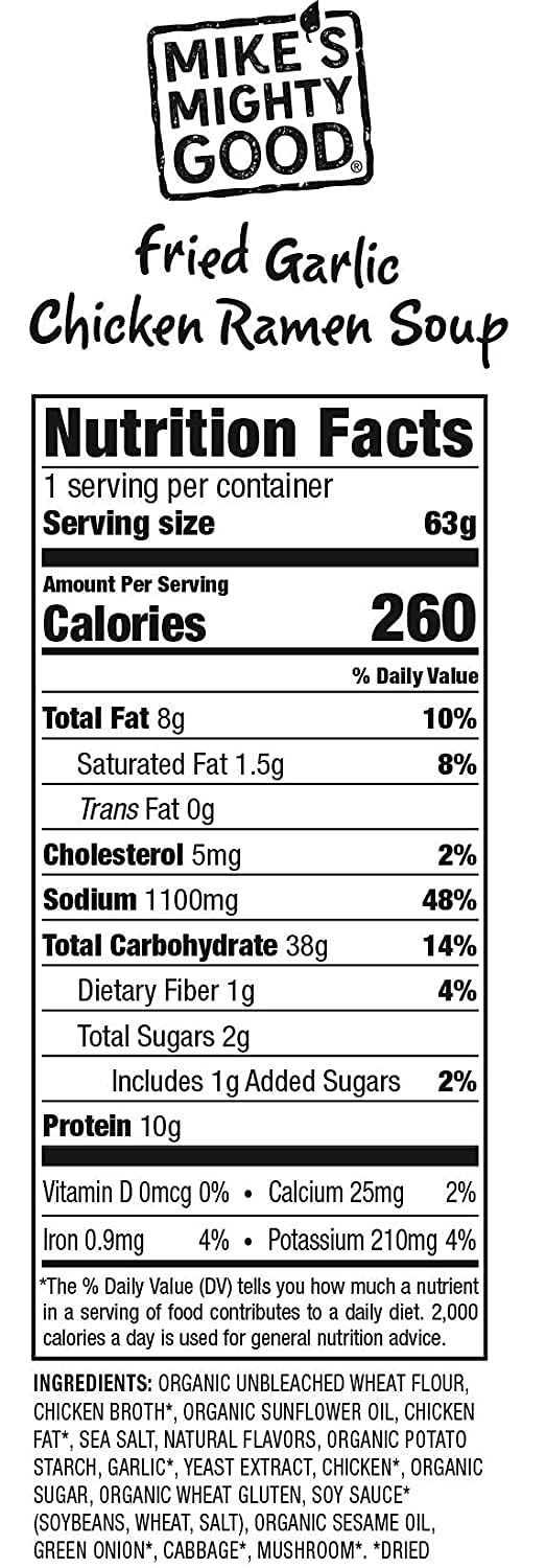 Mike's Mighty Good Ramen Soup - Fried Garlic Chicken Flavor (2.2oz x 14 Pack) | Instant Noodles for Quick Meals, College Dorm Snacks & Emergency Food Supply