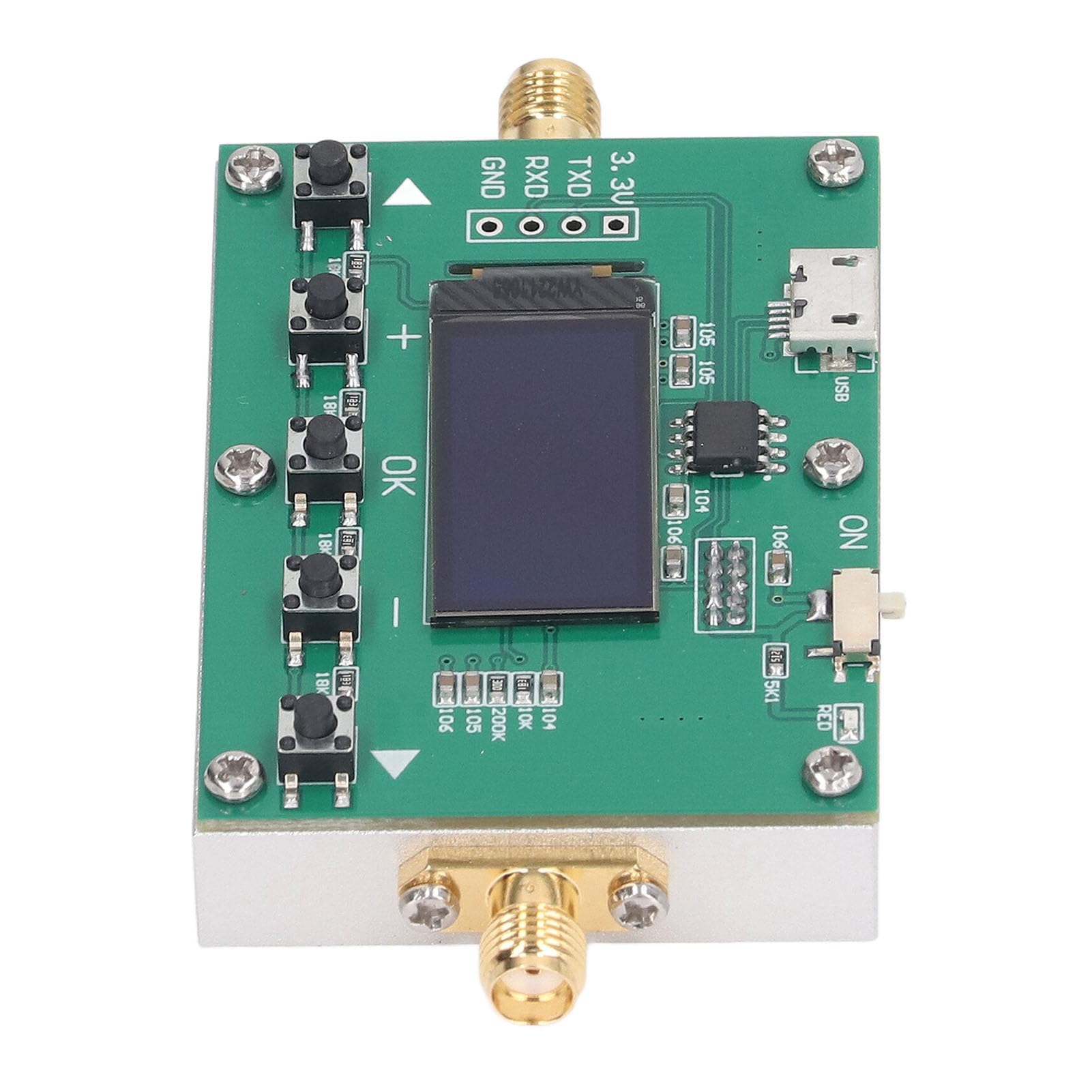 6GHz 30dB Programmable RF Digital Attenuator Module with 0.25dB Step & OLED Display - Compact Aluminum CNC Case for Lab Testing, Signal Conditioning & Wireless Communication Systems