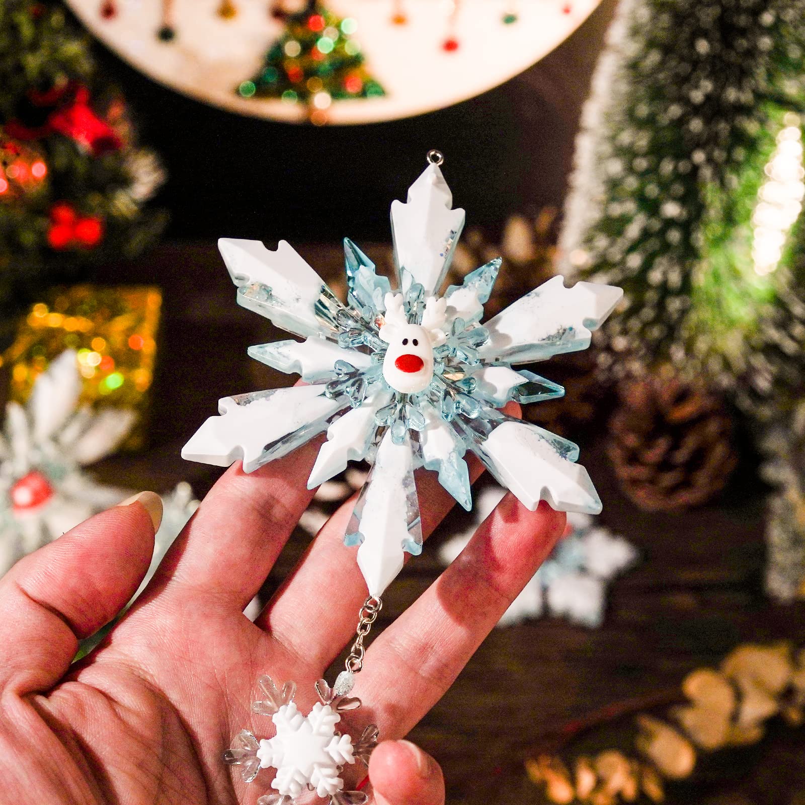 LET'S RESIN Christmas Snowflake Resin Molds - 6 Pcs Silicone Epoxy Molds in Varying Sizes for 3D Ice Crystal Ornaments, Tree & Car Decorations | Perfect for DIY Holiday Crafts, Gift Making, and Festive Home Decor