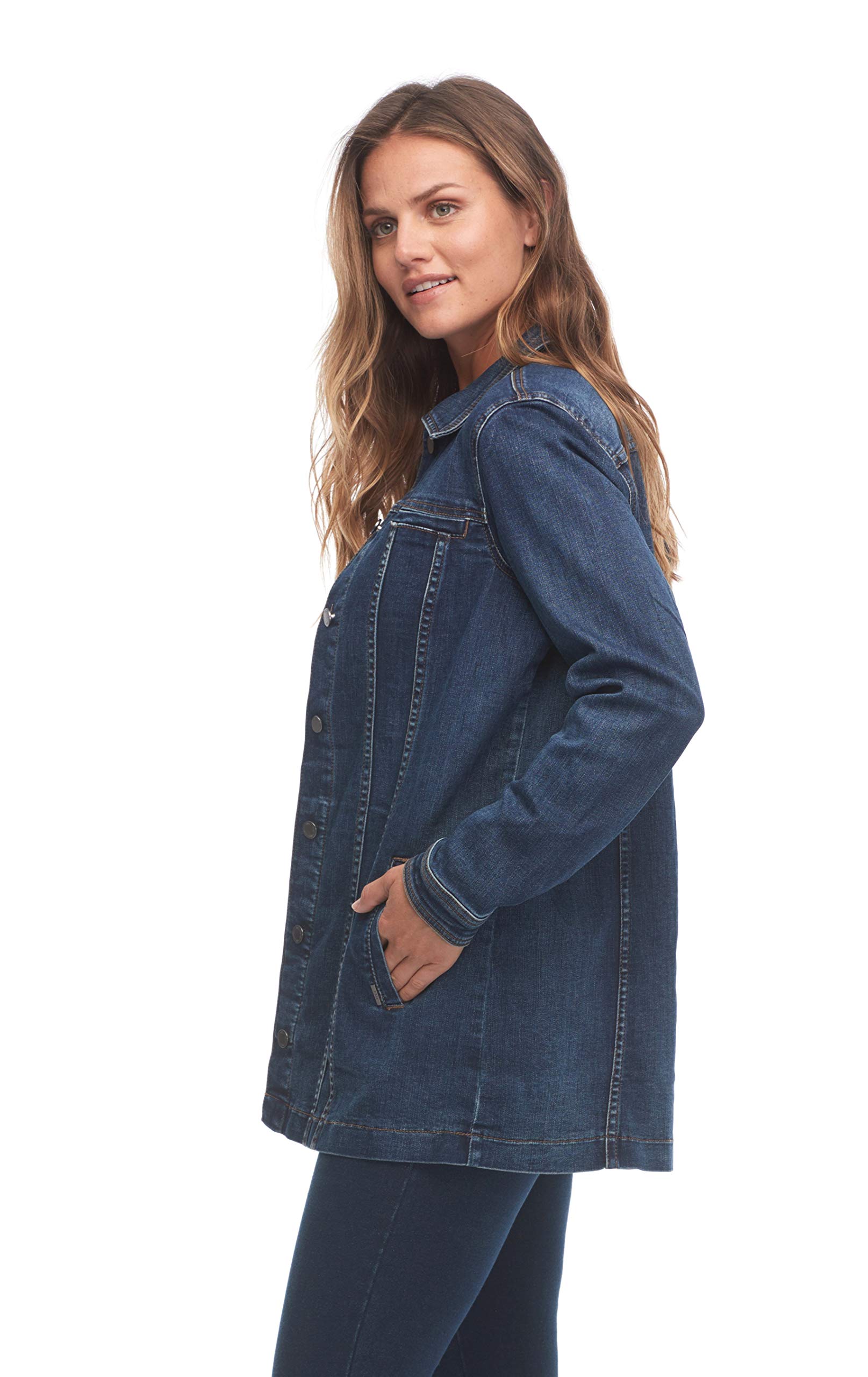 FDJ French Dressing Women's Long Denim Jacket - Stylish Oversized Denim Coat for Casual Outfits & Layering | Perfect for Spring, Fall & Everyday Wear