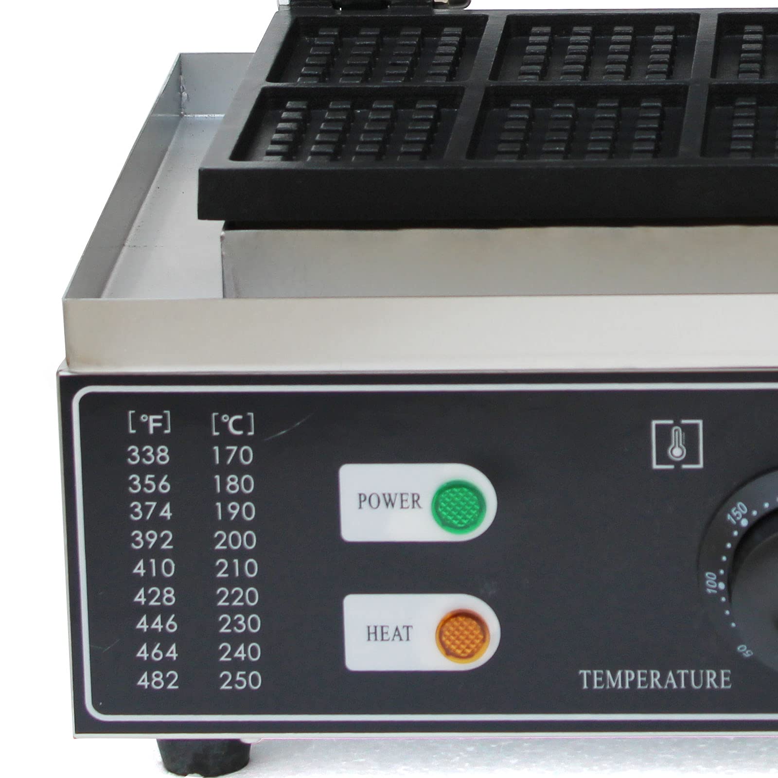 1500W Commercial Electric Waffle Maker - Nonstick Stainless Steel Waffle Machine with 50-300°C Temperature Control - Square 10-Slice Waffle Baker for Bakeries, Restaurants & Breakfast Buffets - Perfect for Belgian Waffles, Pancakes & Desserts