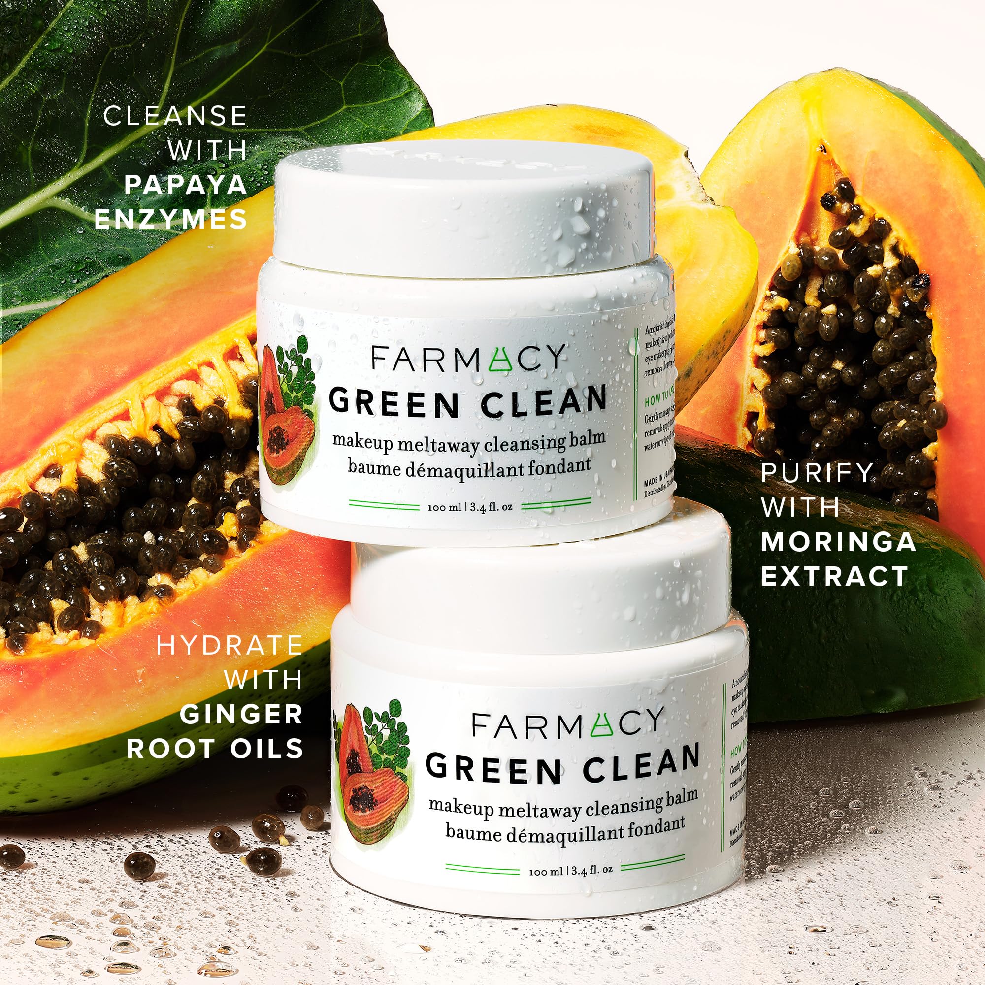 Farmacy Green Clean Makeup Remover Cleansing Balm - Waterproof & Oil-Based Facial Cleanser with Gentle Exfoliation - Transforms from Balm to Milky Lather (12ml) - Perfect for Removing Stubborn Makeup & Sunscreen After Gym or Beach Days