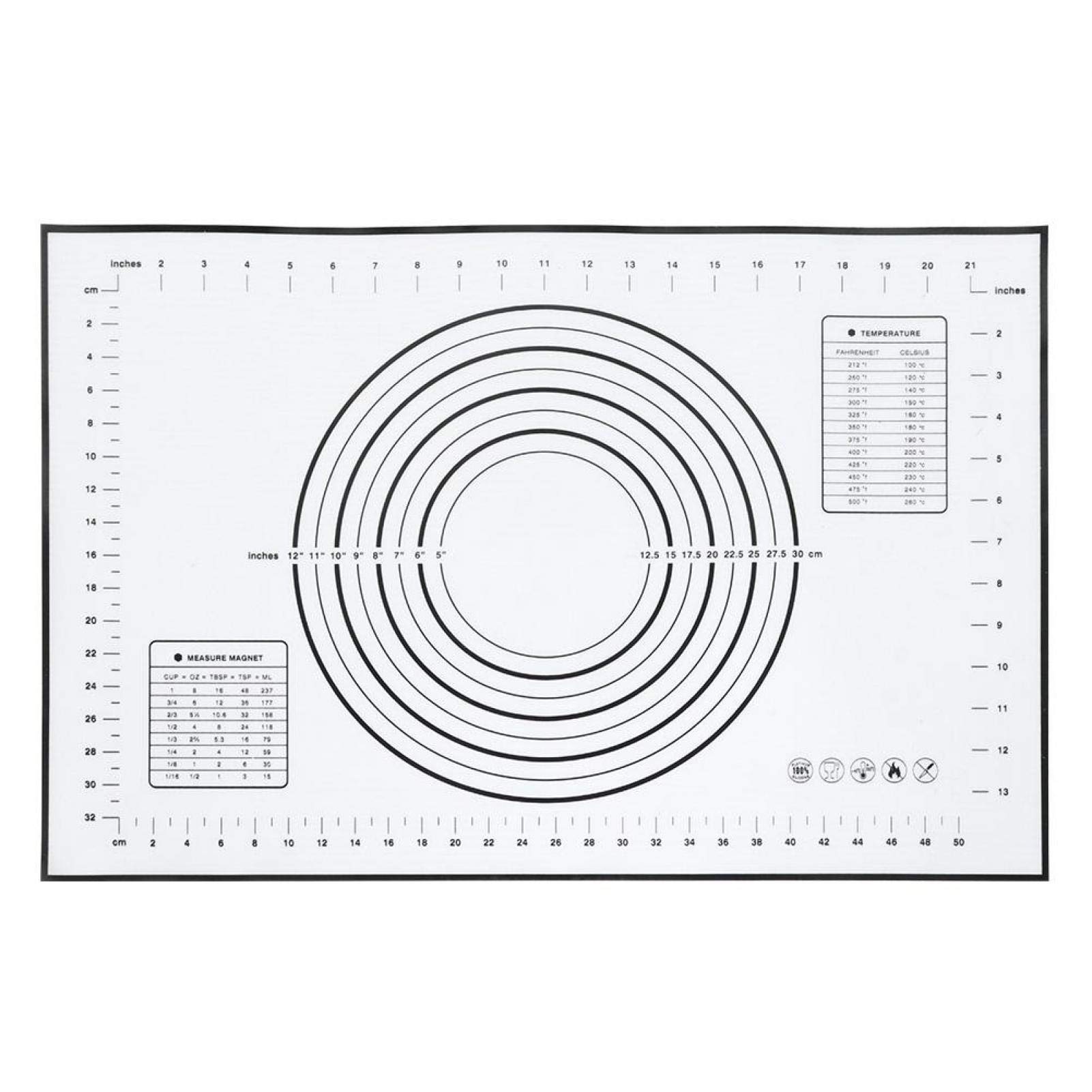 Black Silicone Kneading Mat with Measurement Scale - Non-Slip Dough Rolling Pad, Heat-Resistant Baking Mat for Bread, Pizza & Pastry - Perfect for Home Baking, Cooking & Kitchen Use