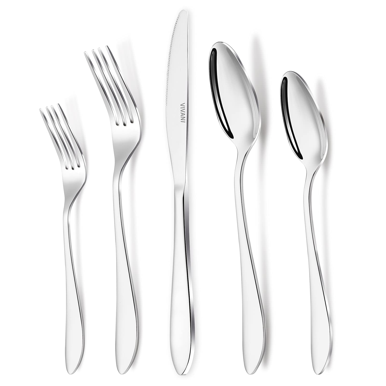 VIVANI 40-Piece Stainless Steel Silverware Set for 8 - Elegant Flatware Cutlery Set with Forks, Spoons & Knives - Dishwasher Safe Tableware for Home, Restaurant & Dinner Parties - Perfect for Everyday Use & Special Occasions (V001)