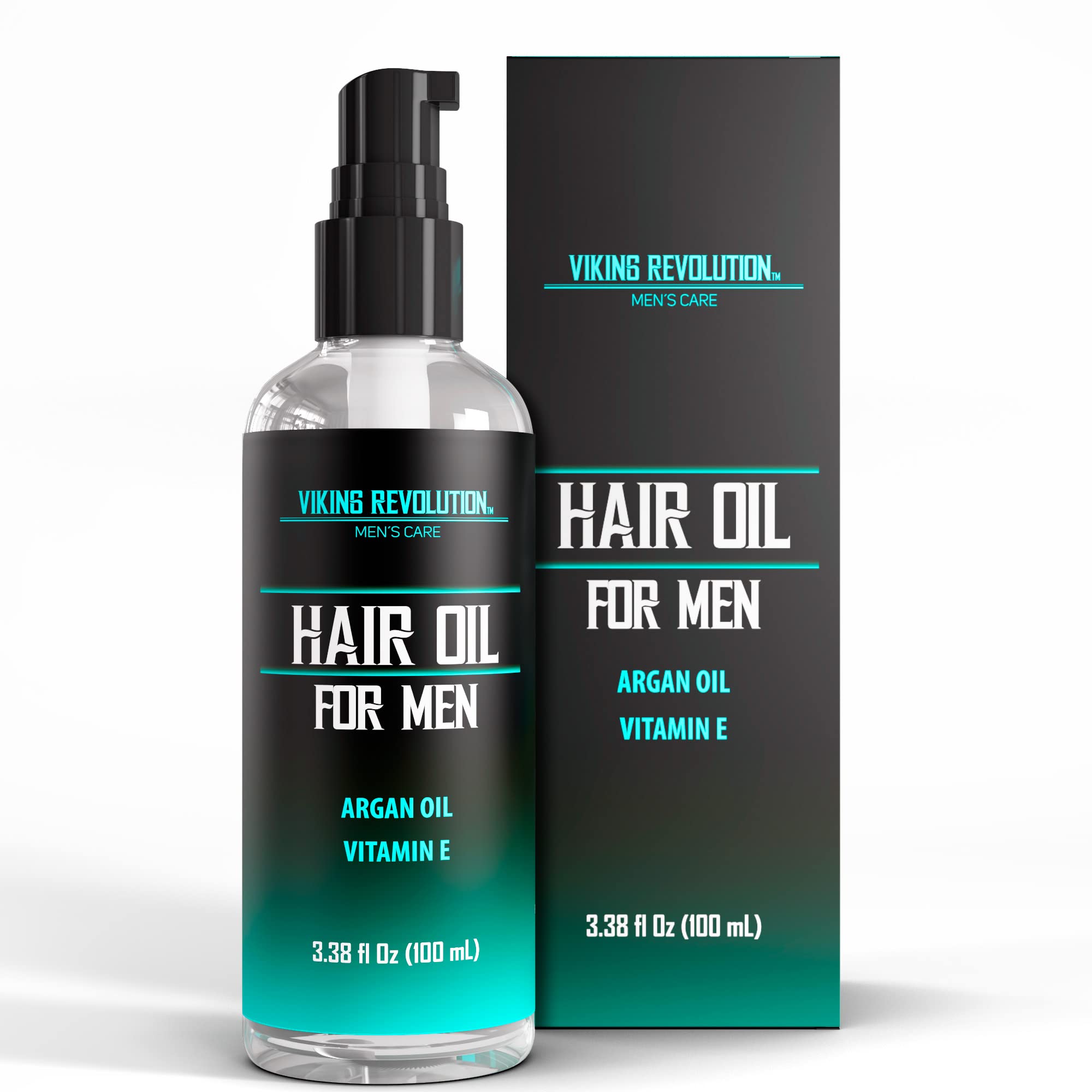 Viking Revolution Hydrating Hair Oil for Men with Vitamin E & Argan Oil - Dry Hair Treatment & Repair Serum with Sunflower Seed Oil (3.38 fl Oz) - Perfect for Daily Hydration, Styling & Damaged Hair Recovery