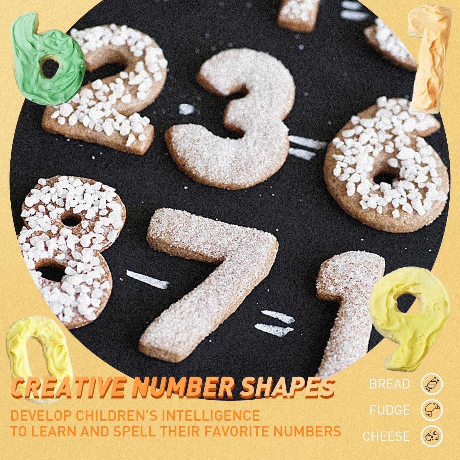 9-Piece Mini Number Cookie Cutters Set - 1.7'' Stainless Steel Baking Tools for Cake Decorating, Fondant, Biscuits, Fruit & Dough | Perfect for Birthday Cakes, Wedding Cookies & Holiday Baking