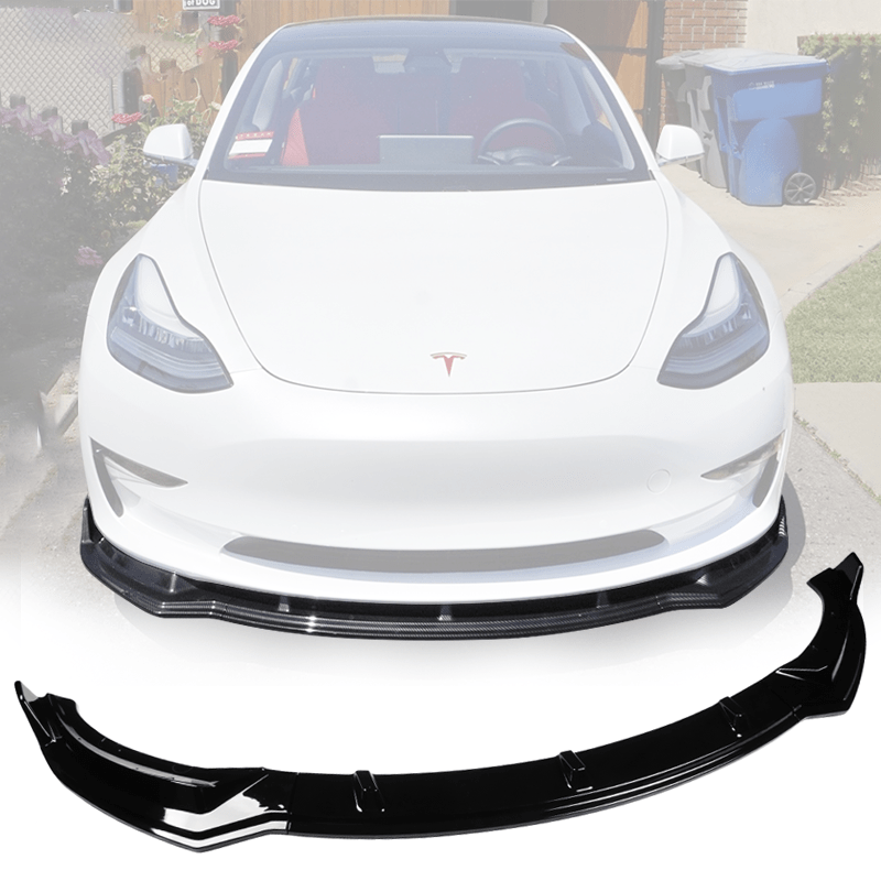 2020-2023 Tesla Model Y IKON Style Front Bumper Lip Spoiler - 3PC PP Plastic Set - Enhance Aerodynamics & Sporty Look for Street & Track Performance