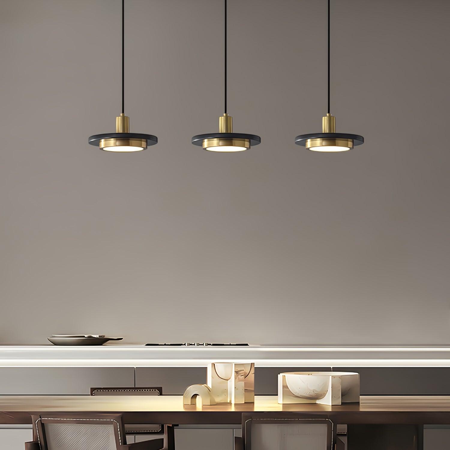 Modern Double Circle Pendant Light Fixture - Industrial Style Ceiling Lamp for Dining Room, Kitchen, Living Room & Bedroom