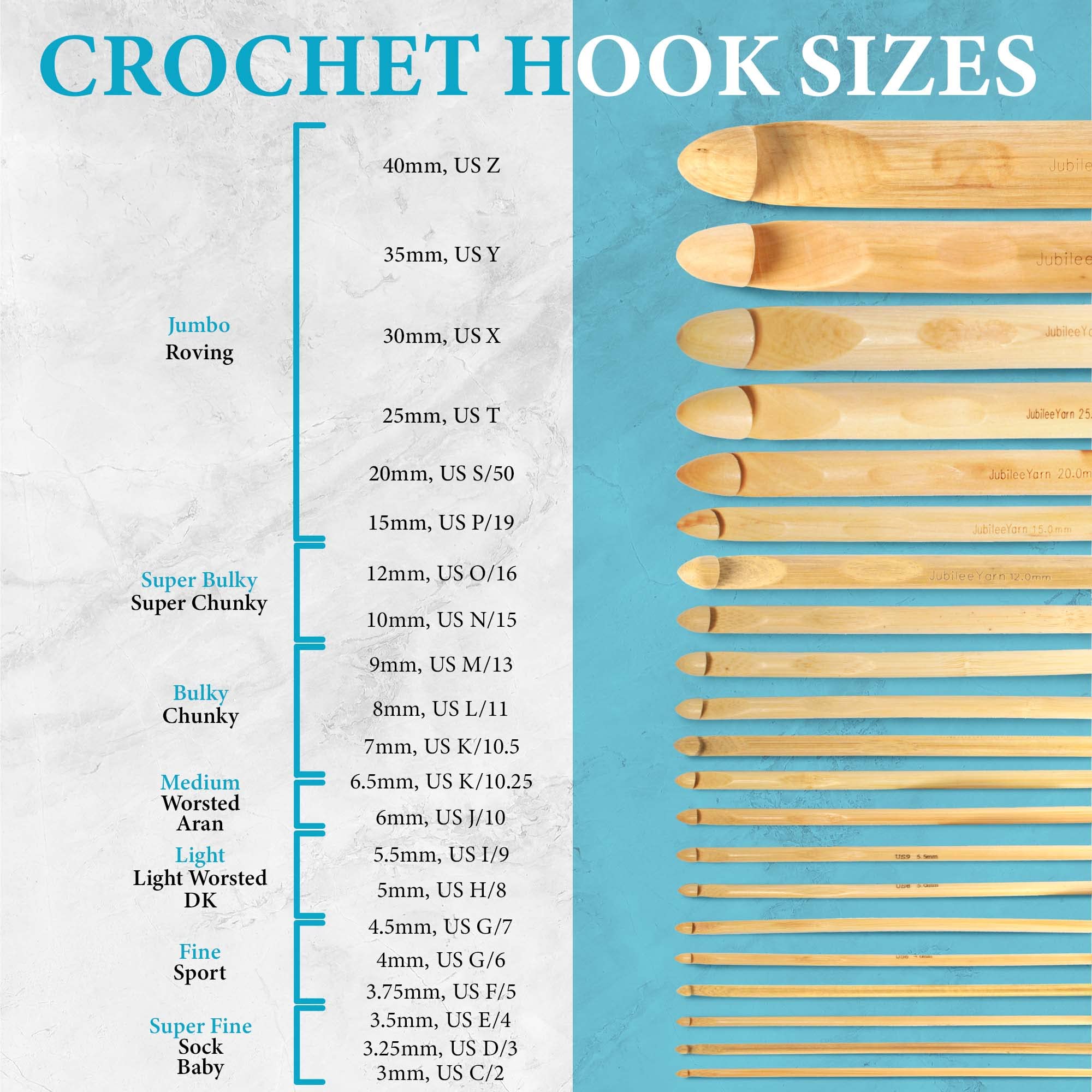 Premium Bamboo Crochet Hooks Set - 6