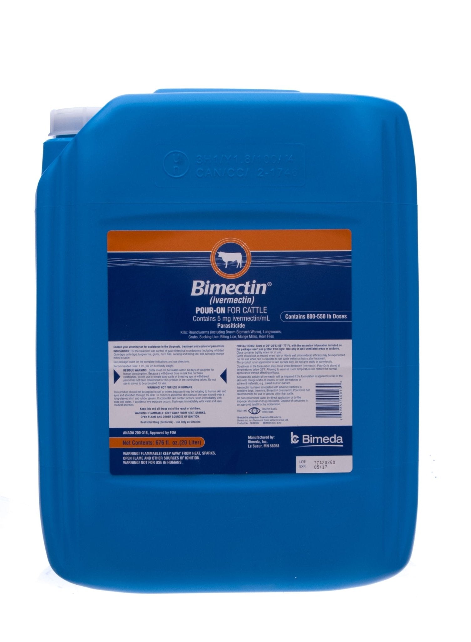 Bimectin Pour-On Dewormer for Cattle & Livestock - Effective Ivermectin Treatment for Parasite Control - Ideal for Pasture & Farm Use