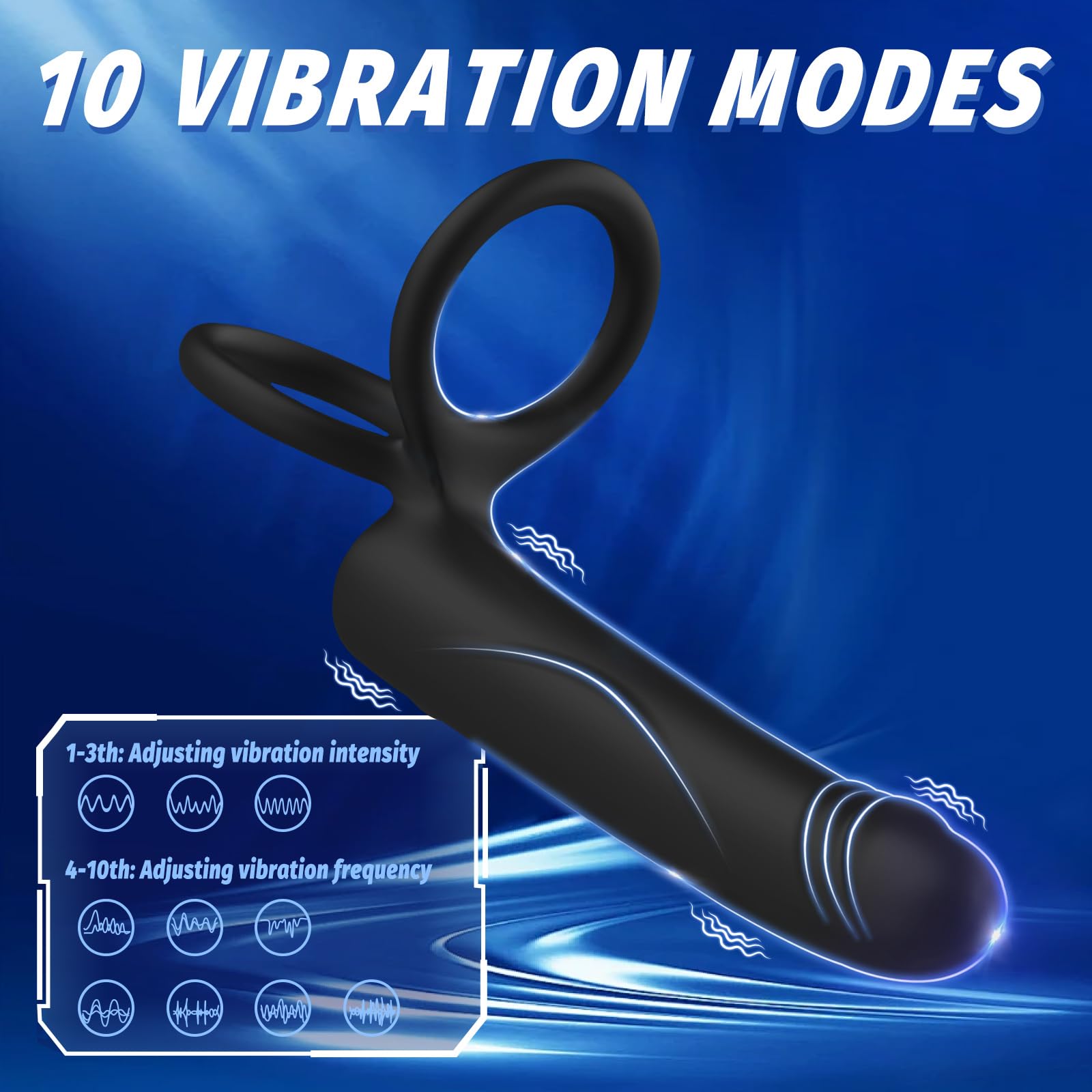 Premium Anal Dildo Vibrator for Men & Couples - 10 Vibration Modes Strap-On Butt Plug with Cock Ring | Double Penetration Adult Toy for Solo Play & Partnered Fun | Enhance Intimacy & Spice Up Bedroom Adventures