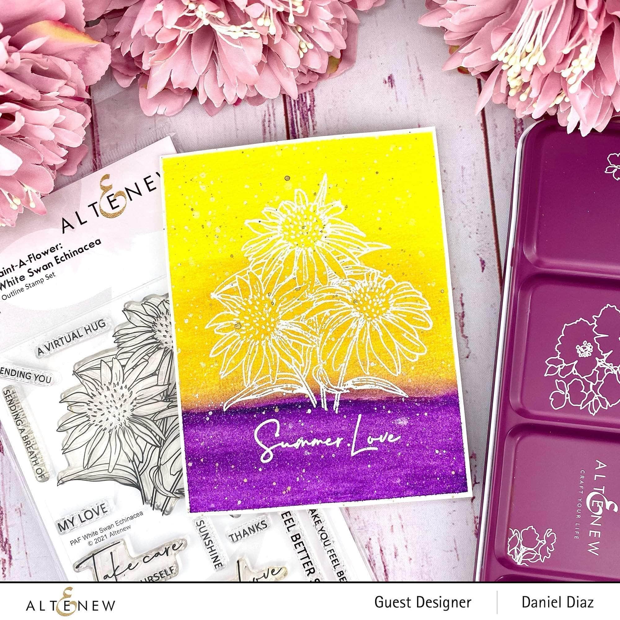 White Swan Echinacea Outline Stamp Set for DIY Flower Painting - Perfect for Scrapbooking, Card Making, and Handmade Greeting Cards