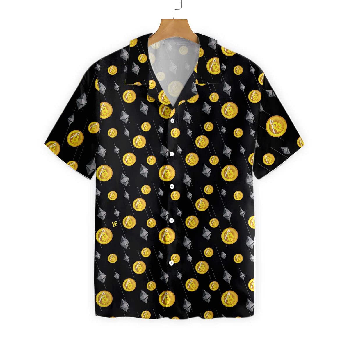 HYPERFAVOR Bitcoin T-Shirts for Men - Casual Short Sleeve Crypto Shirts & Bitcoin Hawaiian Shirts Set of 2 - Perfect for Bitcoin Enthusiasts, Crypto Conferences, Beach Parties and Casual Wear