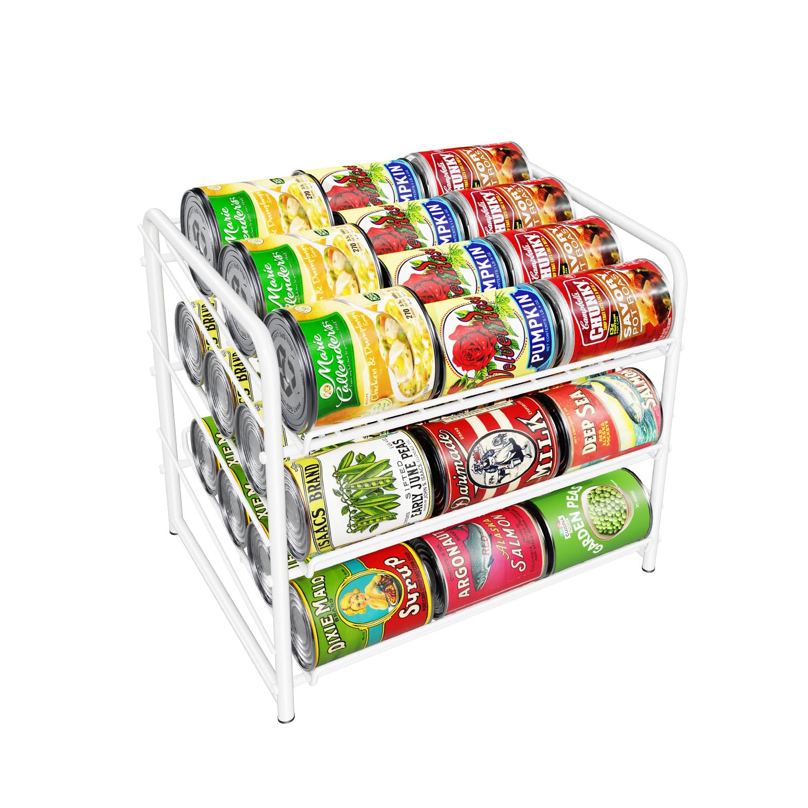 Stackable Can Organizer for Kitchen & Pantry - Holds 36 Cans, Space-Saving Can Rack Dispenser - Perfect for Soda, Beer & Food Storage (White)