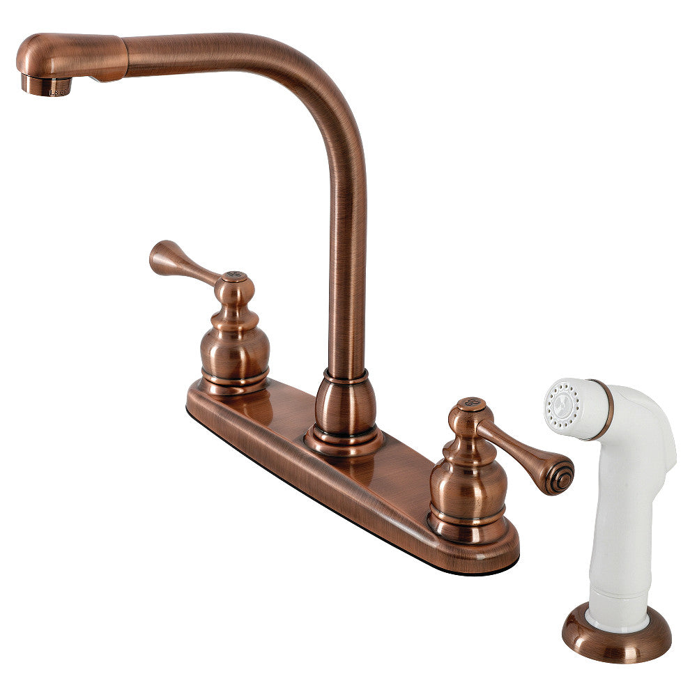 Kingston Brass KB711BL 8 Inch Centerset Kitchen Faucet - Modern Single Handle Pull-Down Sprayer Faucet for Sink, Brushed Nickel Finish - Perfect for Home Kitchen, RV, and Restaurant Use