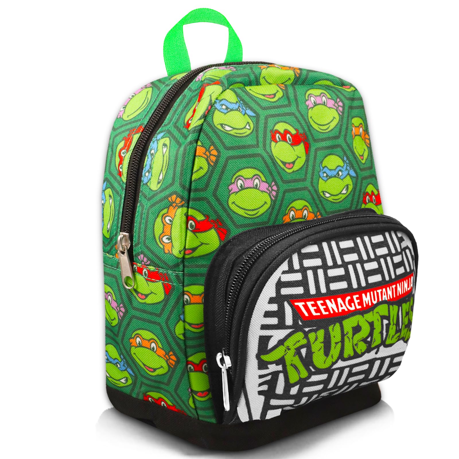 Teenage Mutant Ninja Turtles Mini Backpack for Kids & Teens - 10 Inch Canvas TMNT School Backpack with Front Pocket & Bookmark | Cute Turtle Backpack Purse Set for School, Travel & Comic Con