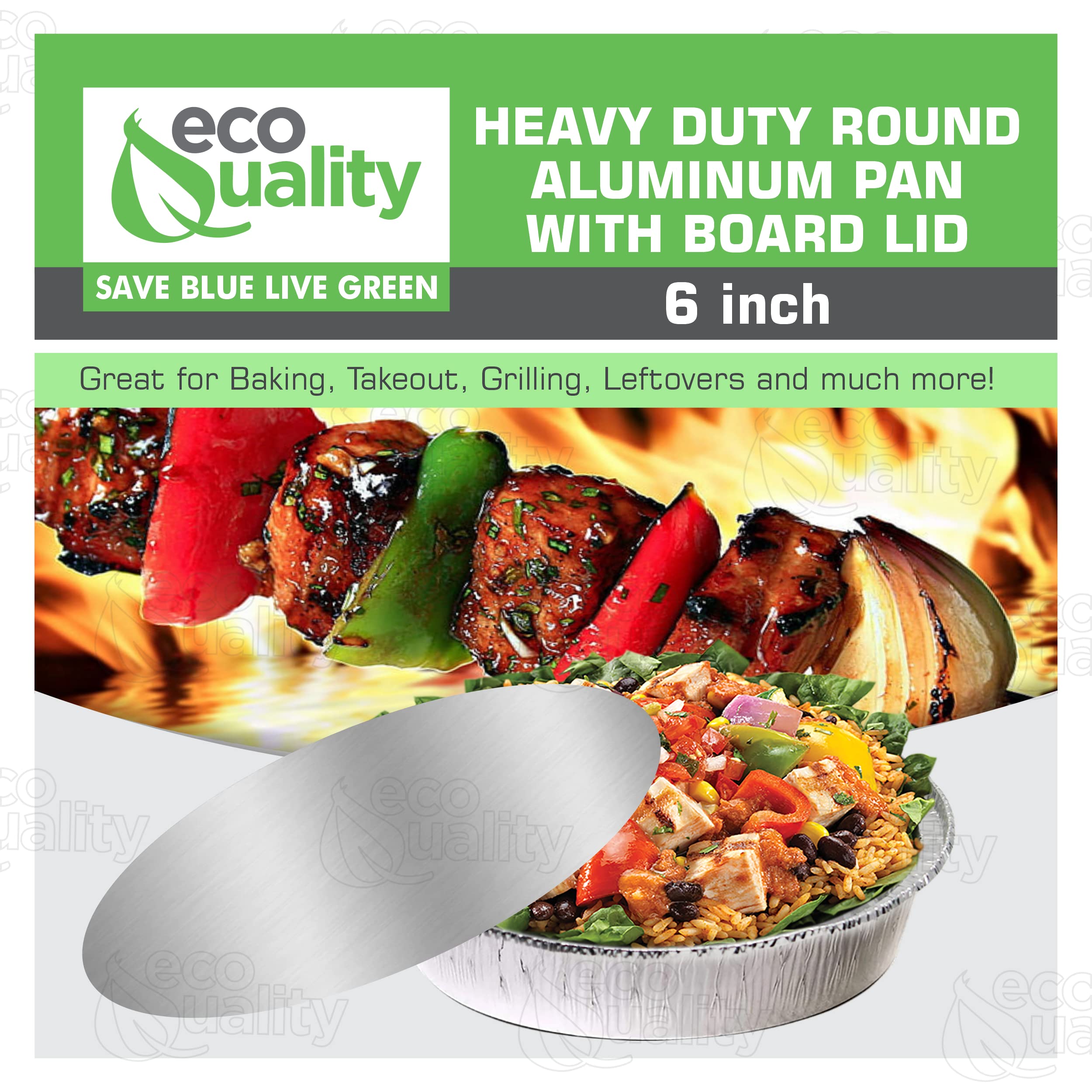 EcoQuality [500 Pack] 6 Inch Disposable Round Aluminum Foil Pans with Board Lids - Bake, Cook & Serve Food - Perfect for Catering, Restaurants, Parties, Picnics & Meal Prep - Oven Safe & Leak Proof Food Containers