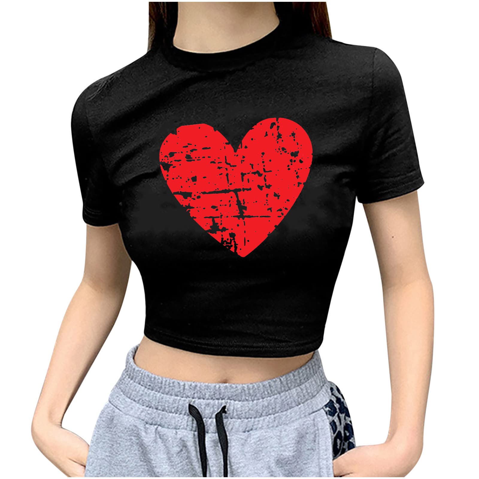 Women's Kawaii Y2K Graphic Print Crop Tee - Short Sleeve O-Neck Summer Top for E-Girl Streetwear | Perfect for Concerts, Festivals & Casual Outfits