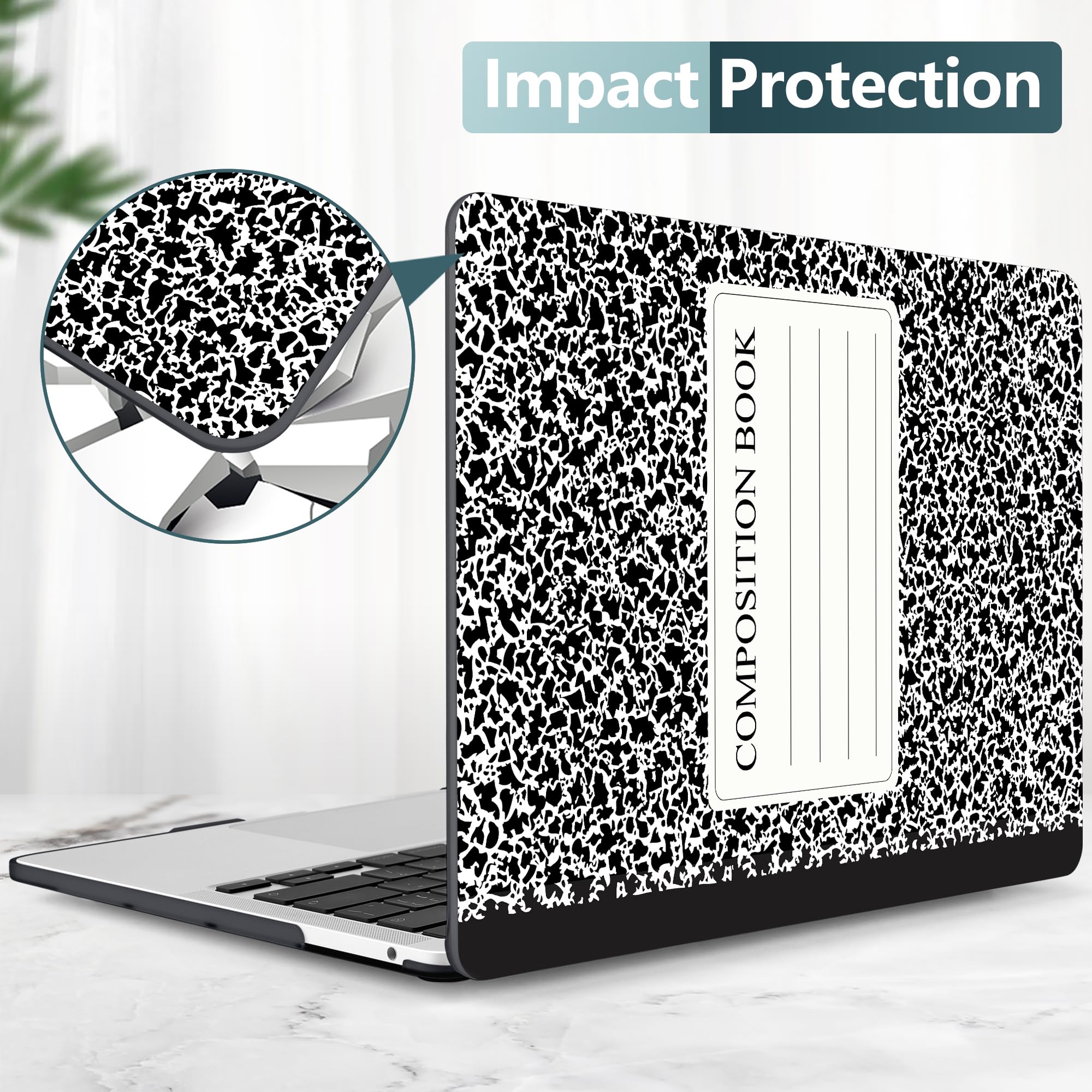 Dongke Hard Plastic Protective Case Cover for MacBook Pro 13 inch (Model A2251/A2289 2020) - Compatible with Retina Display & Touch Bar, Fits Touch ID - Composition Book Design - Perfect for Work, School & Travel Protection