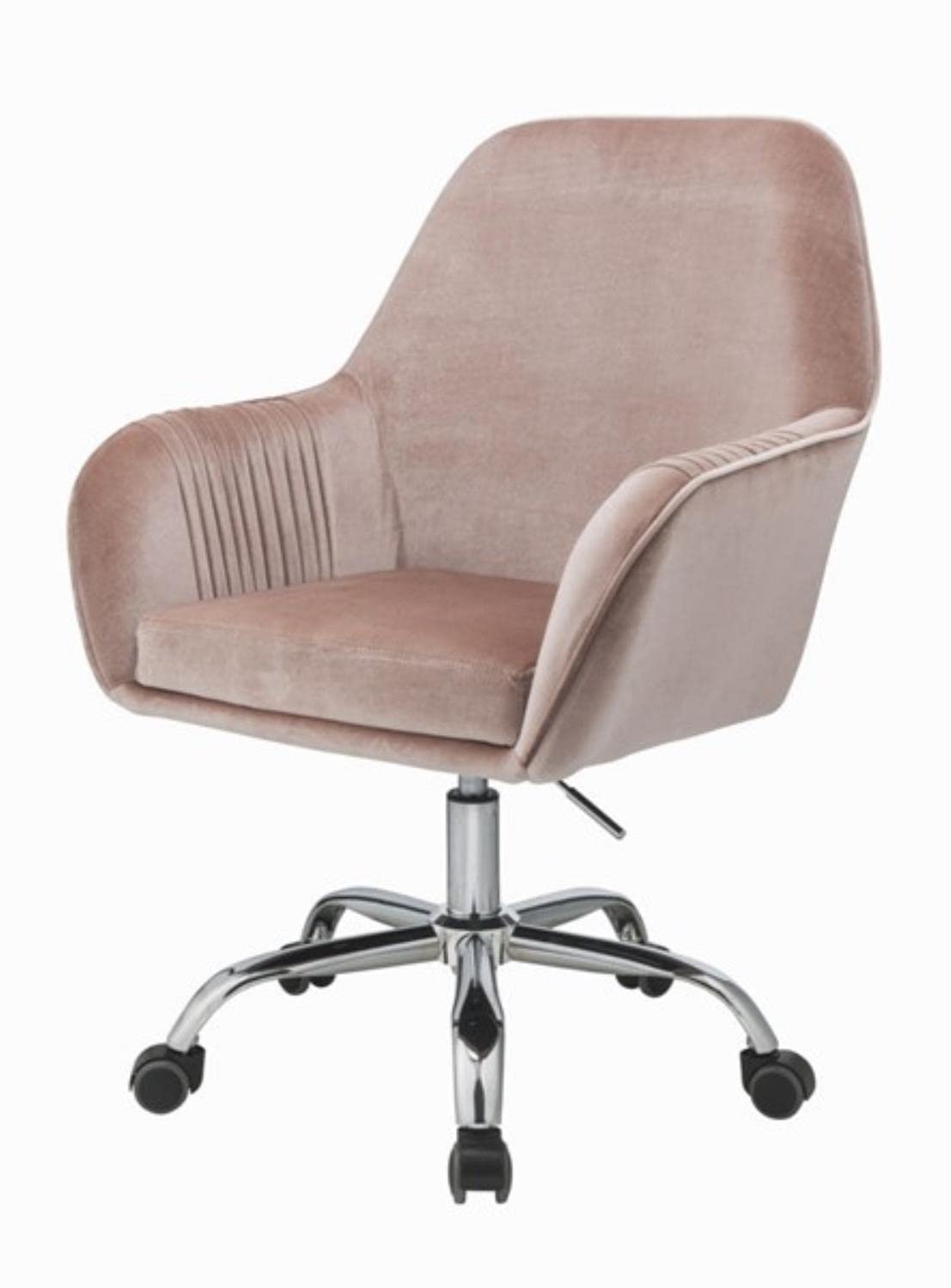 Acme Furniture Eimer Peach Velvet and Chrome Office Chair 92504 - Ergonomic Executive Desk Chair for Home Office & Workspace