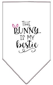 Bunny is My Bestie Screen Print Bandana - Soft Cotton Pet Bandanas in Multiple Colors - Perfect for Dog & Cat Accessories, Pet Parties & Photo Shoots