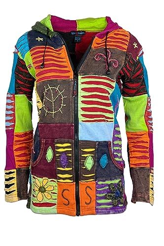 Agan Traders 2025 Spring Tie-Dye Patch Embroidered Women's Zip Up Hoodie Jacket - Trendy Free-Spirited Fashion for Casual Wear, Street Style & Outdoor Activities
