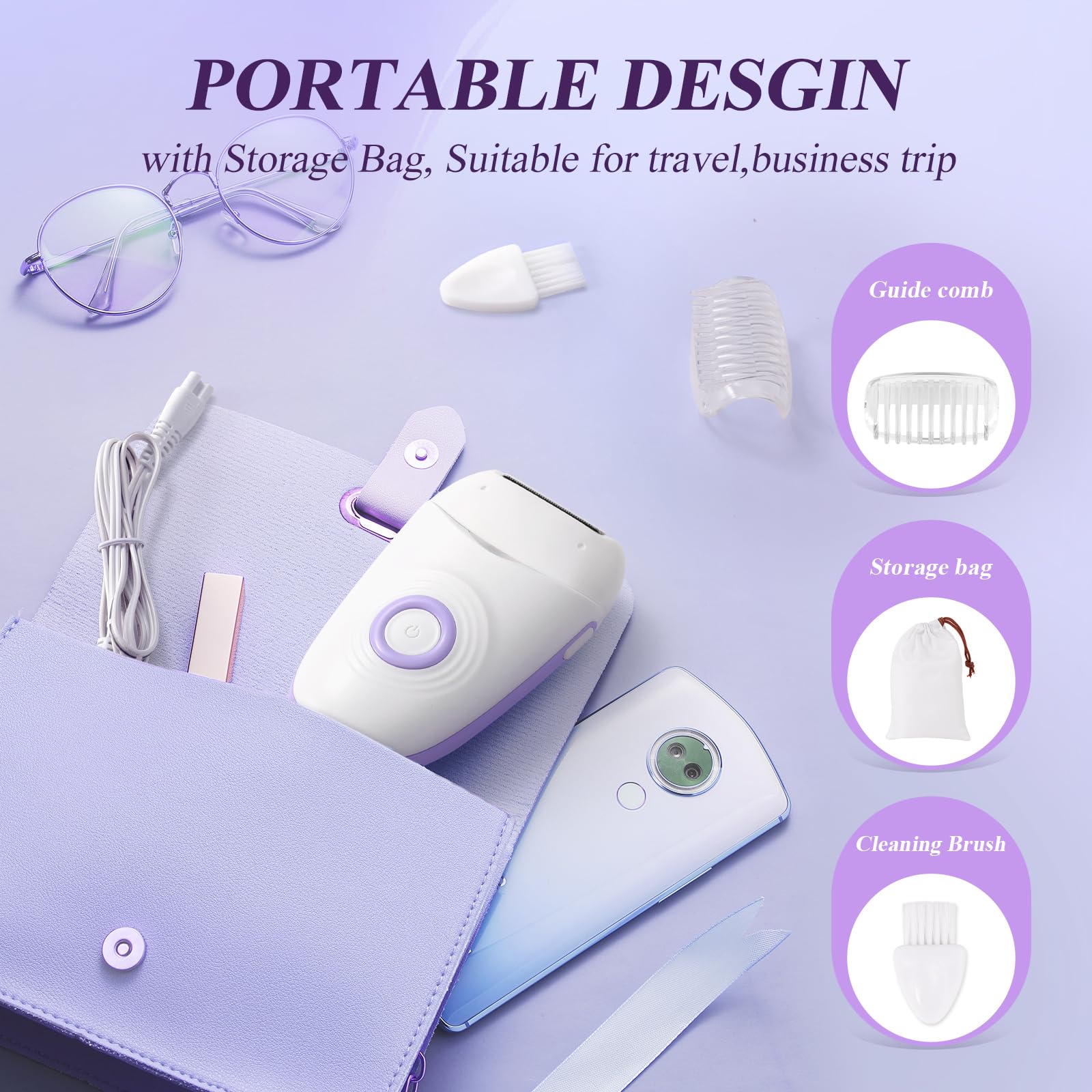 YHC Women's Electric Razor - Cordless Waterproof Bikini & Body Shaver for Legs, Underarms, Smooth Skin, USB Rechargeable with Travel Lock - Perfect for Travel, Gym & Quick Hair Removal at Home