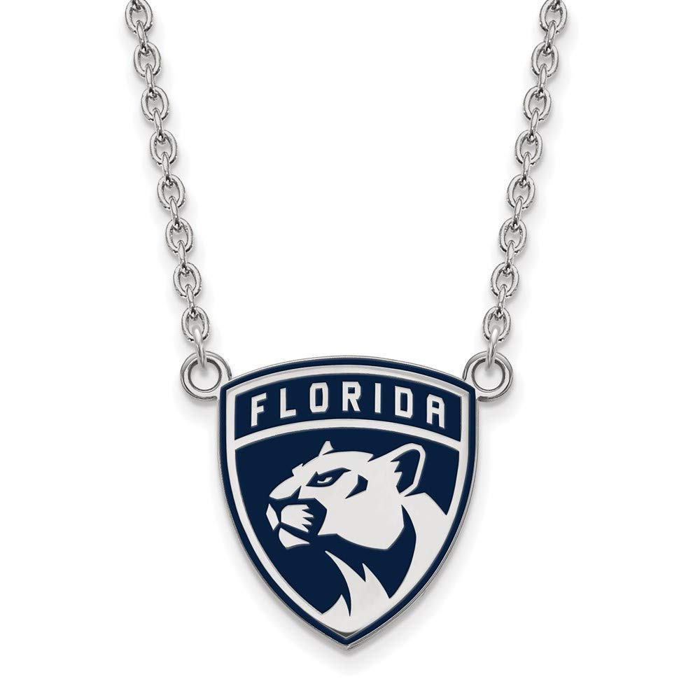 Florida Panthers NHL Team Large 3/4 Inch Enamel Pendant Necklace - Sterling Silver Jewelry for Hockey Fans & Sports Enthusiasts | Perfect Game Day Accessory & Gift for Men Women