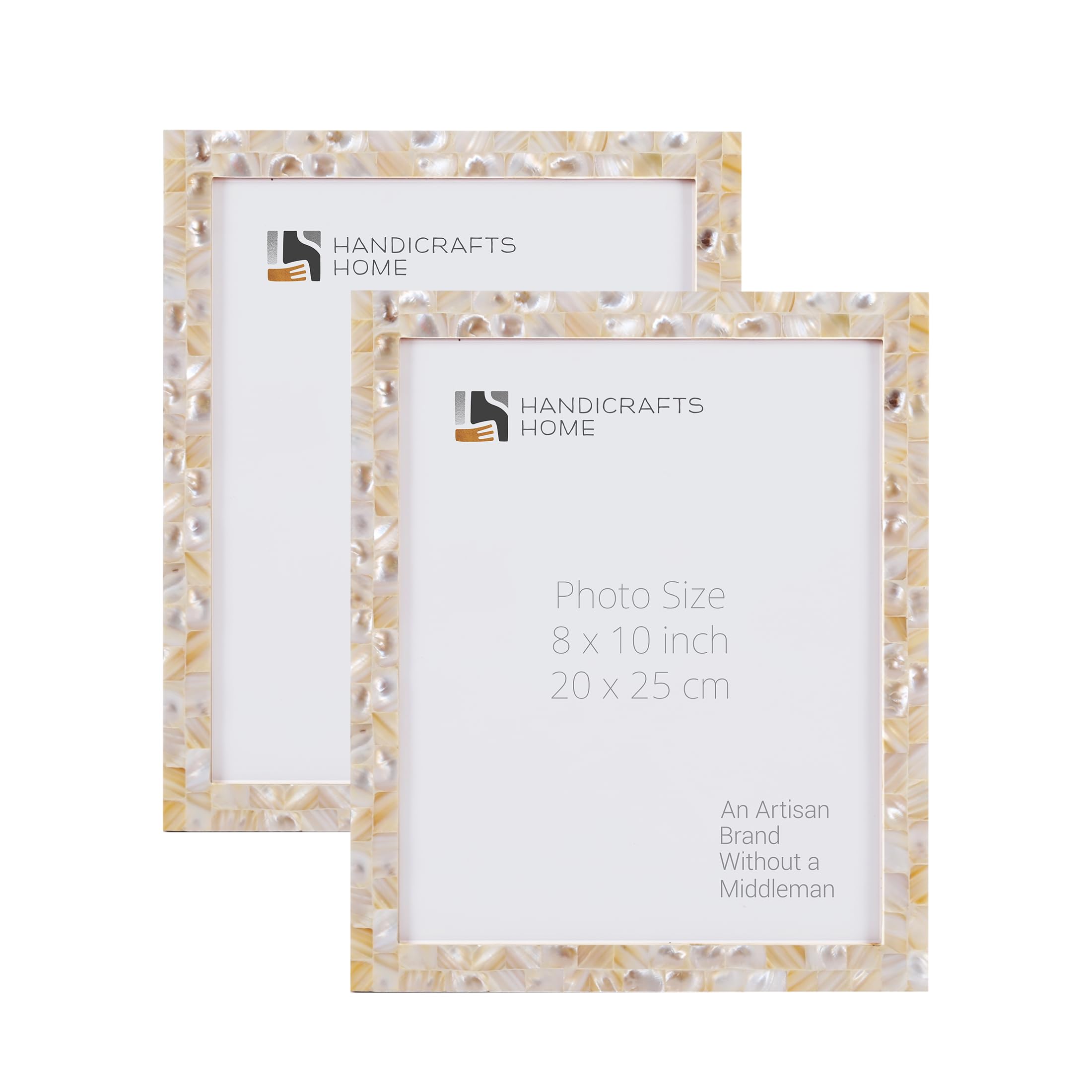 Handmade Mother of Pearl Photo Frames 8x10 (2-Pack) - Wall & Tabletop Decor Gift
